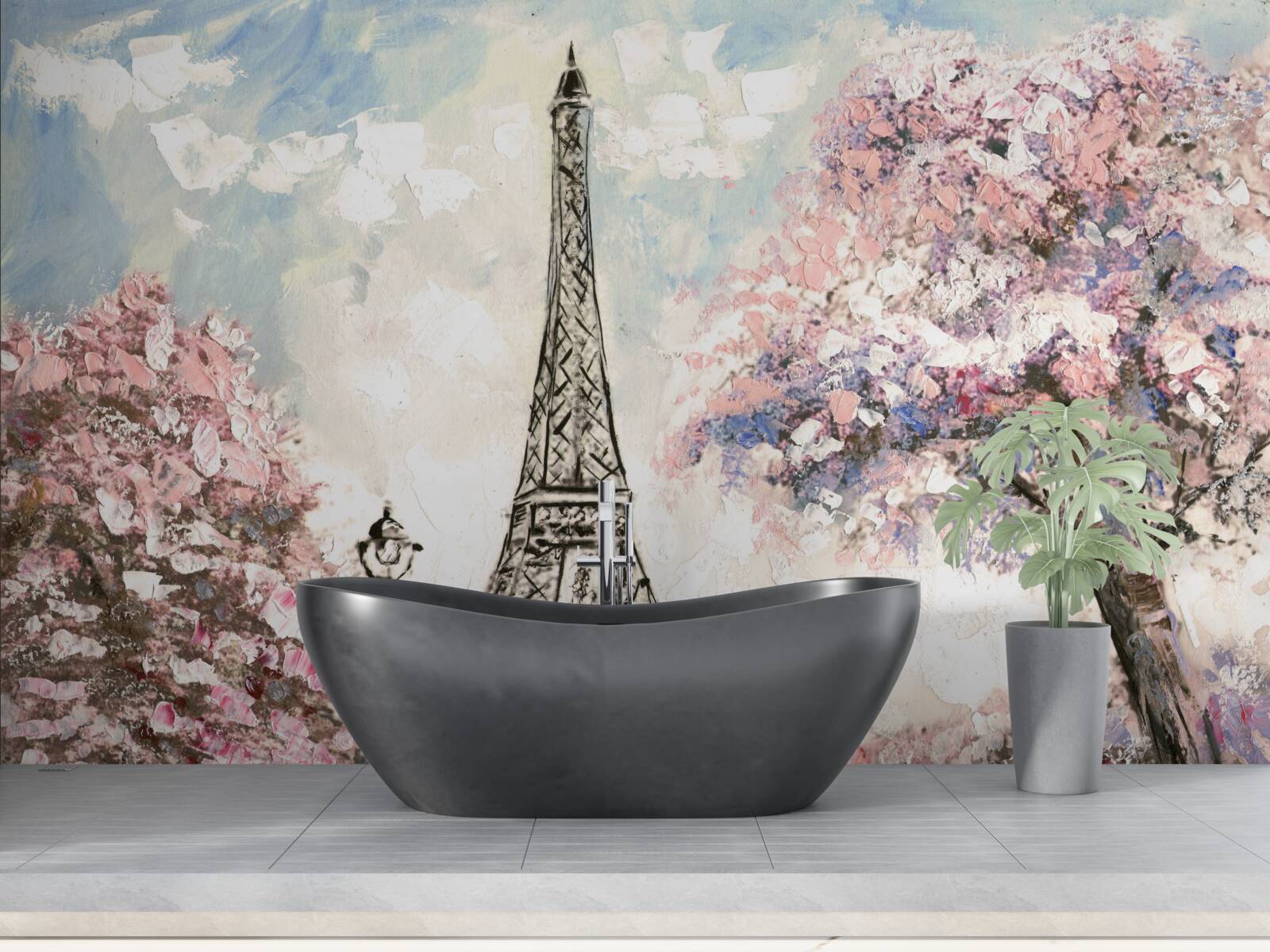 Fototapet primăvară romantică la poalele turnului eiffel