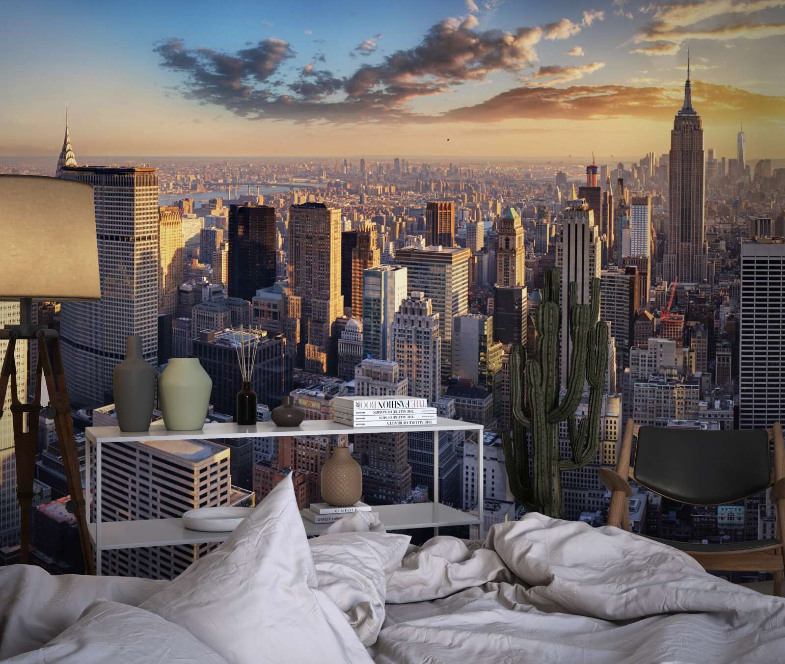 Fototapet apusul de soare luminează new york-ul