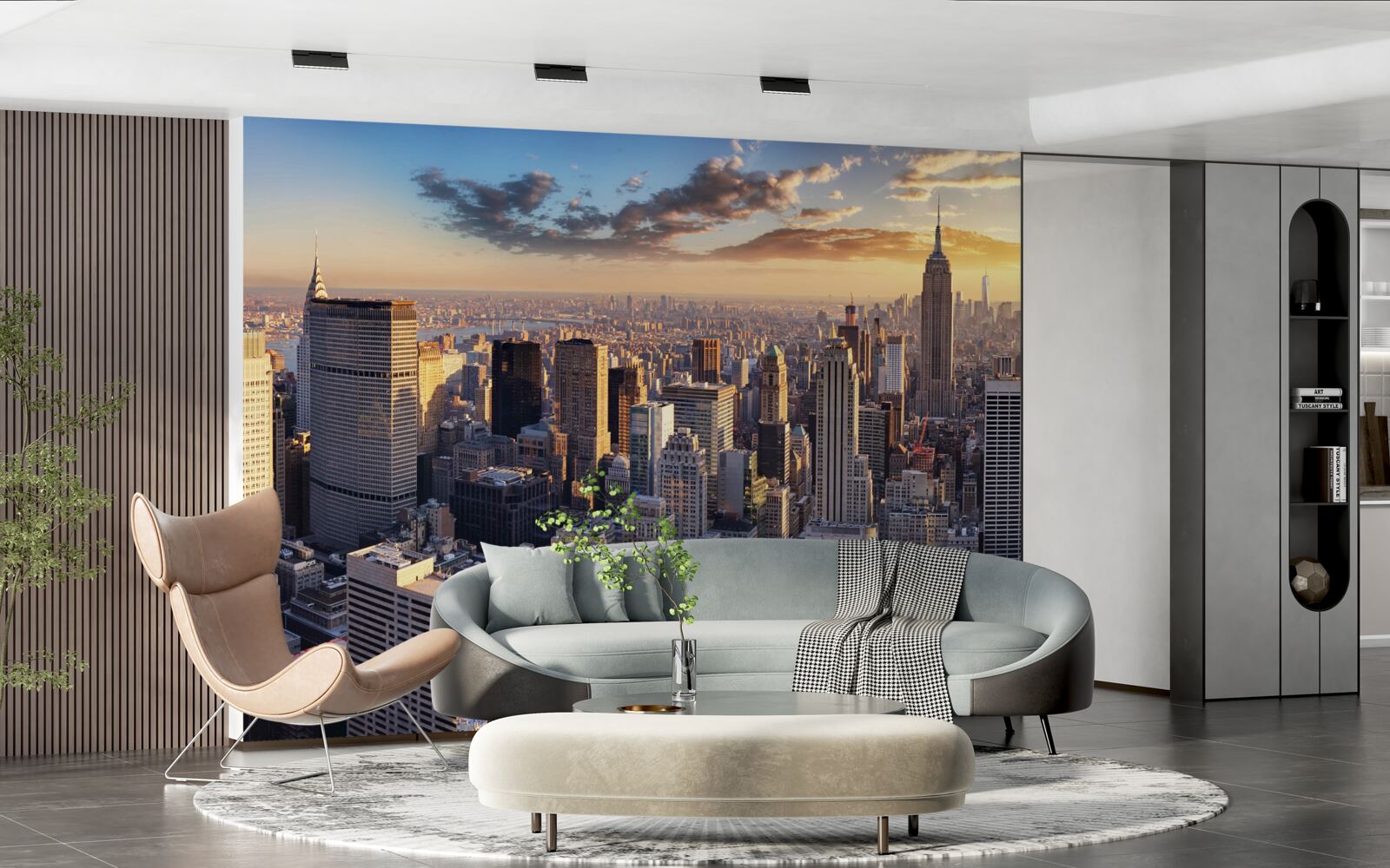 Fototapet apusul de soare luminează new york-ul