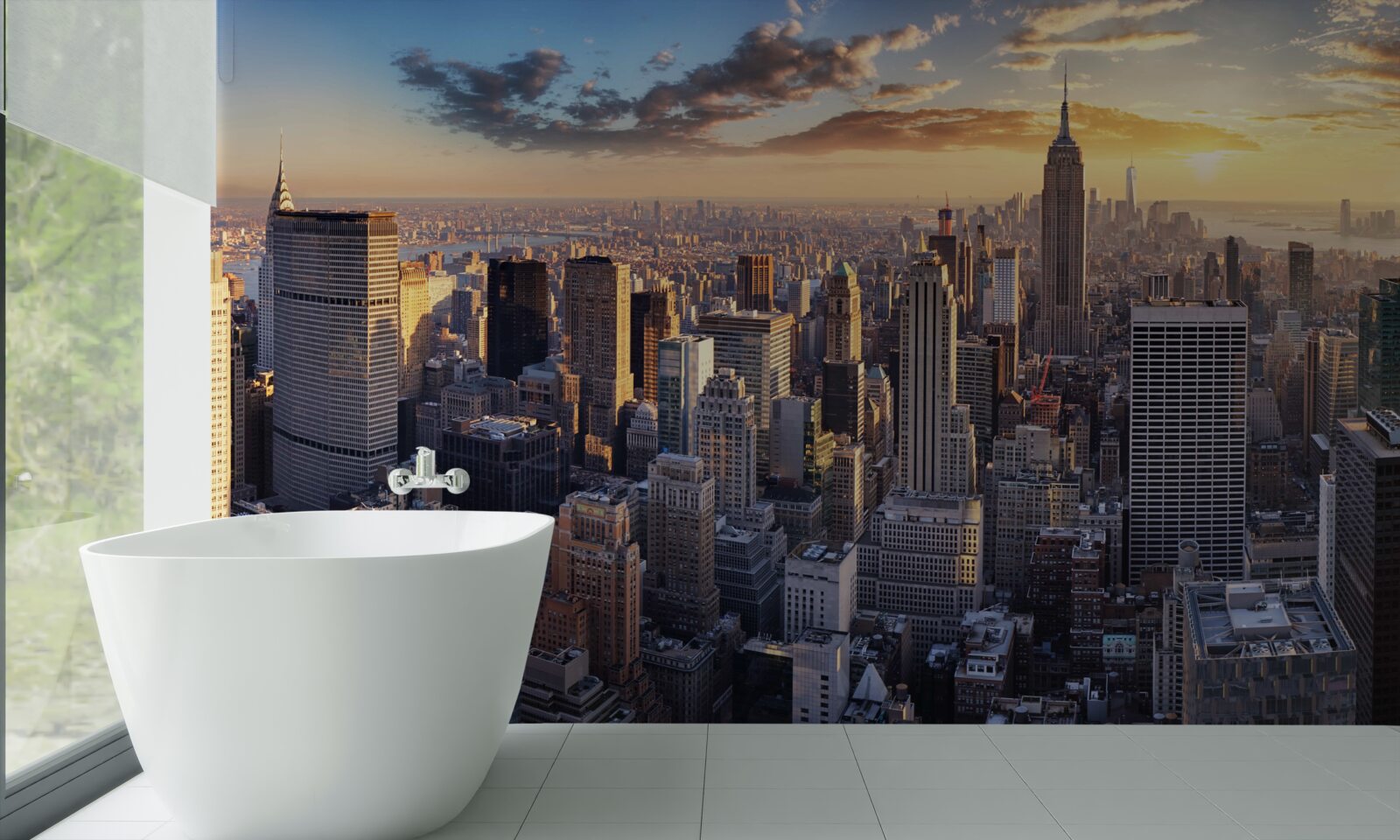 Fototapet apusul de soare luminează new york-ul