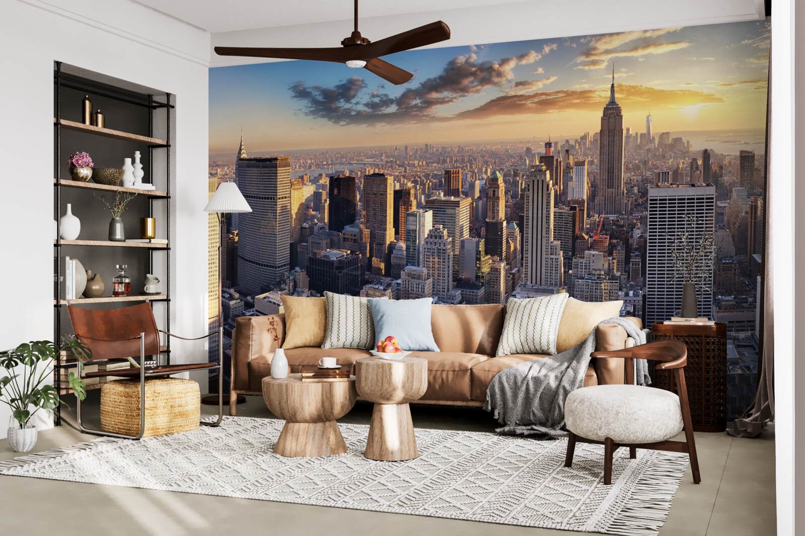 Fototapet apusul de soare luminează new york-ul