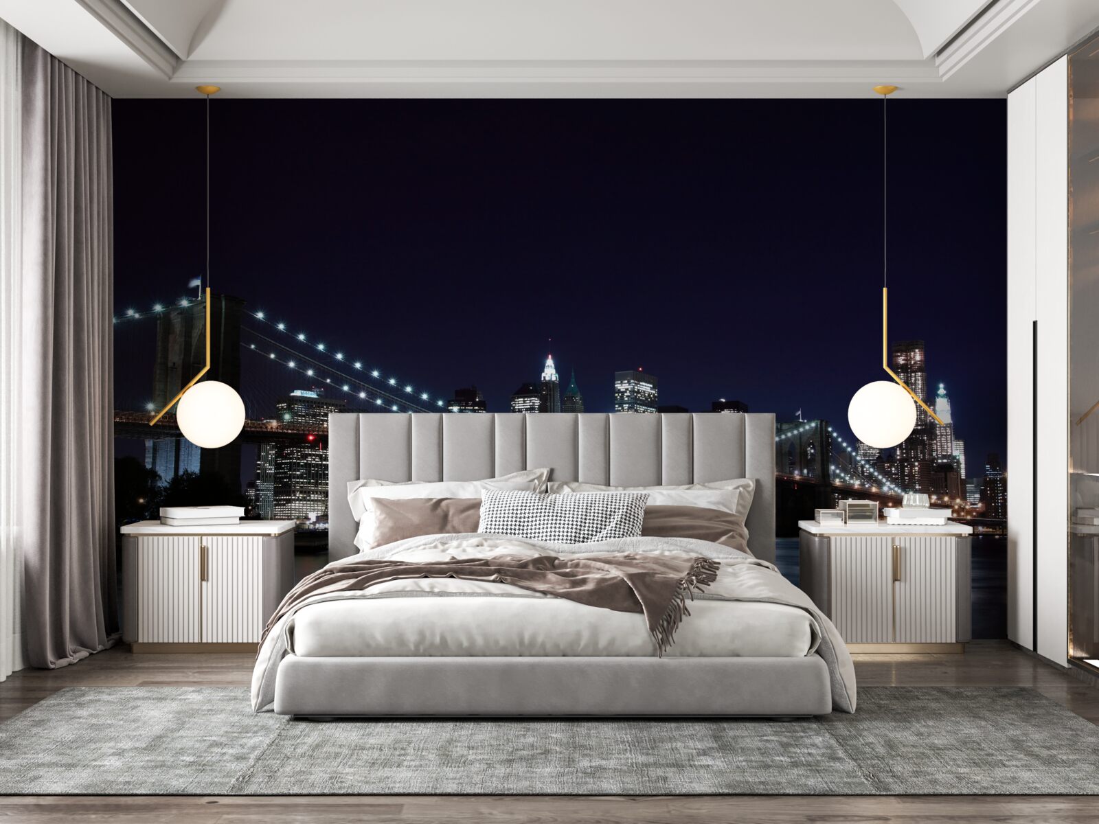 Fototapet Luminile de pe podul Brooklyn