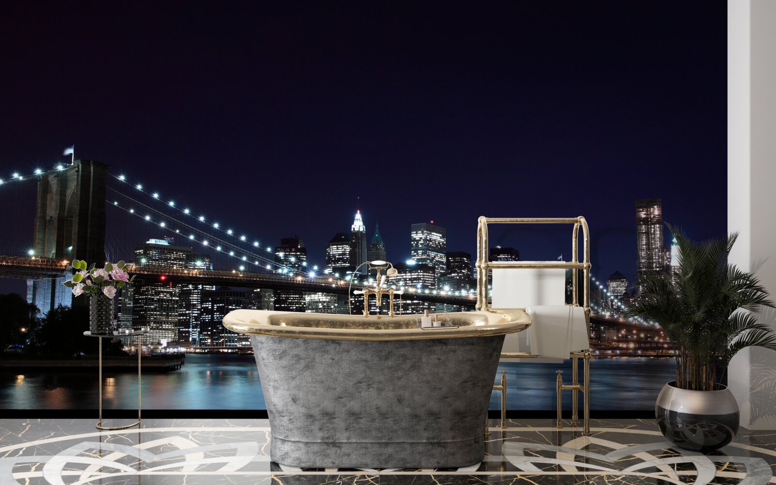 Fototapet Luminile de pe podul Brooklyn