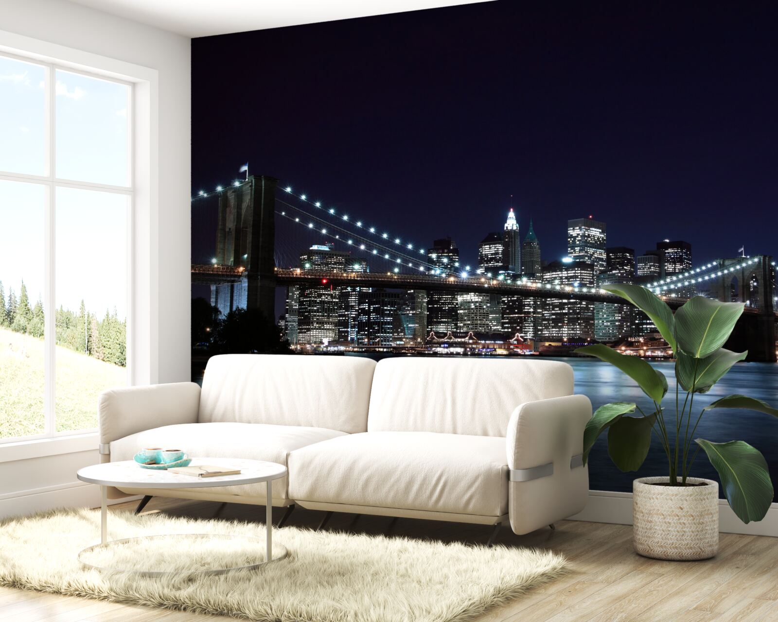 Fototapet Luminile de pe podul Brooklyn