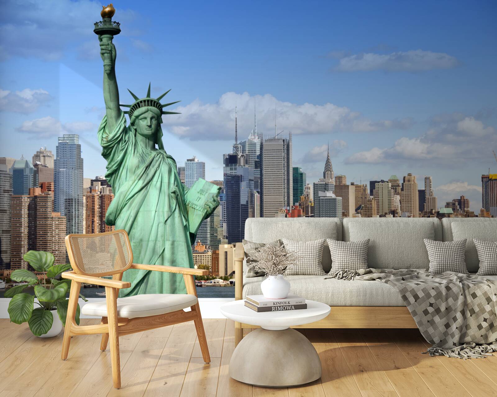 Fototapet statuia libertății în fundalul orașului new york