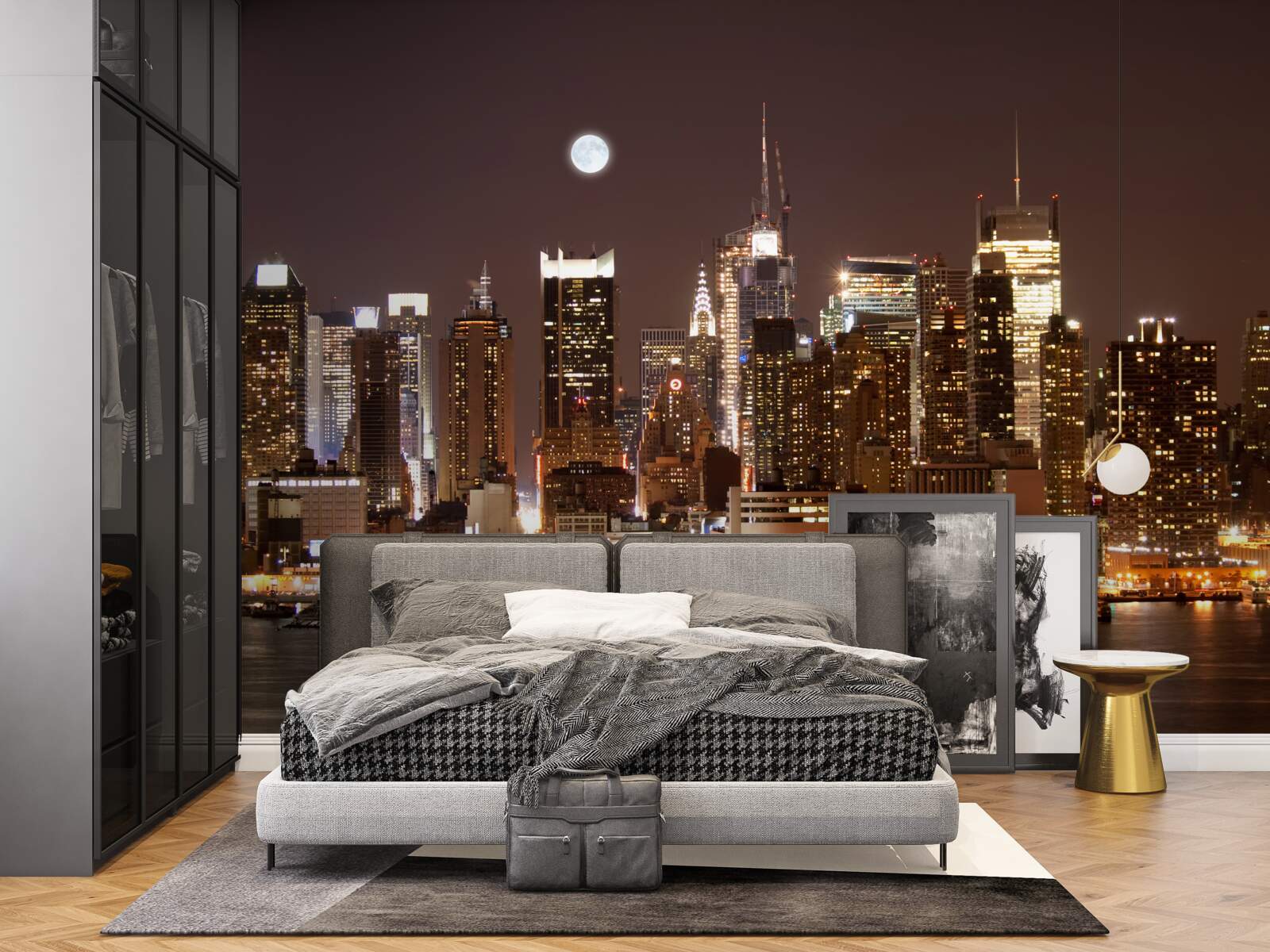 Fototapet vedere panoramică magnifică a manhattanului noaptea