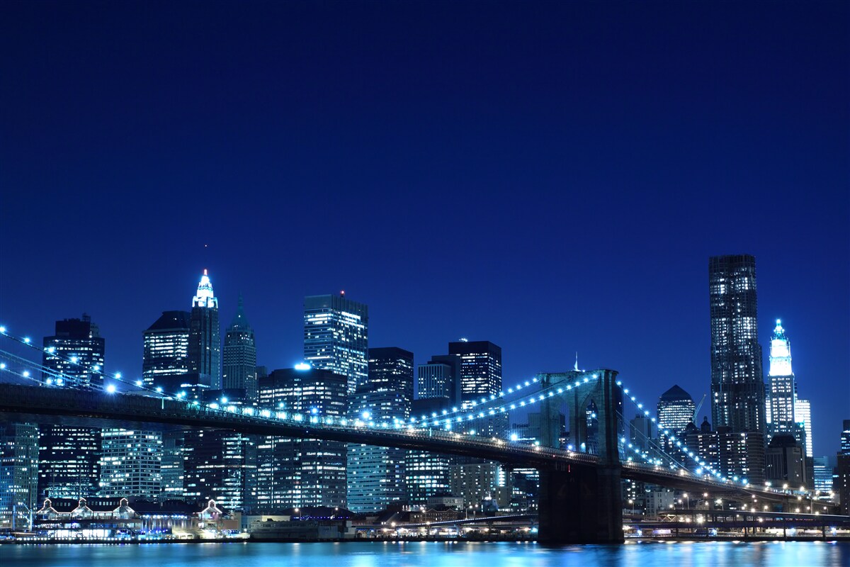 Fototapet podul brooklyn noaptea