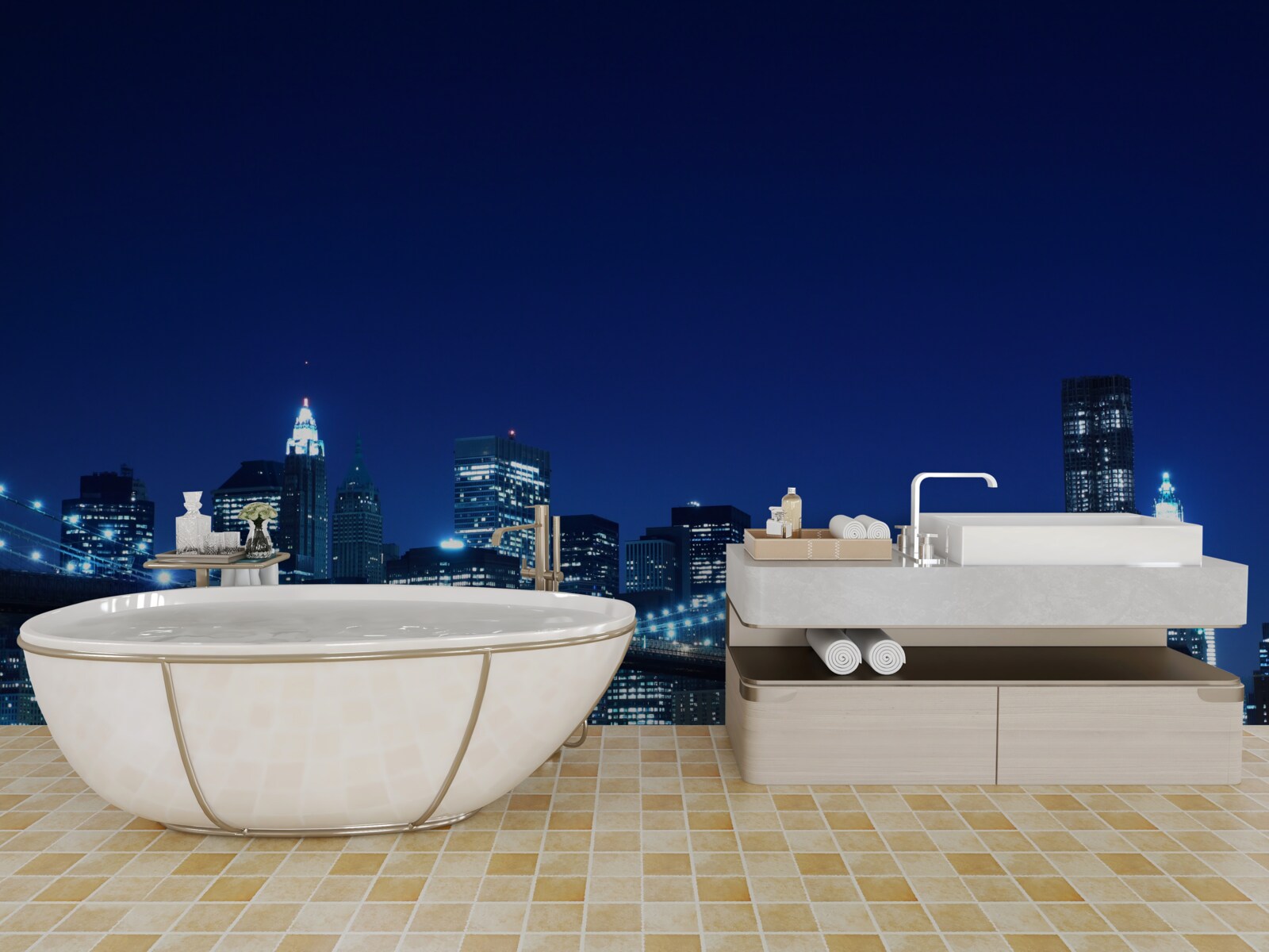 Fototapet podul brooklyn noaptea