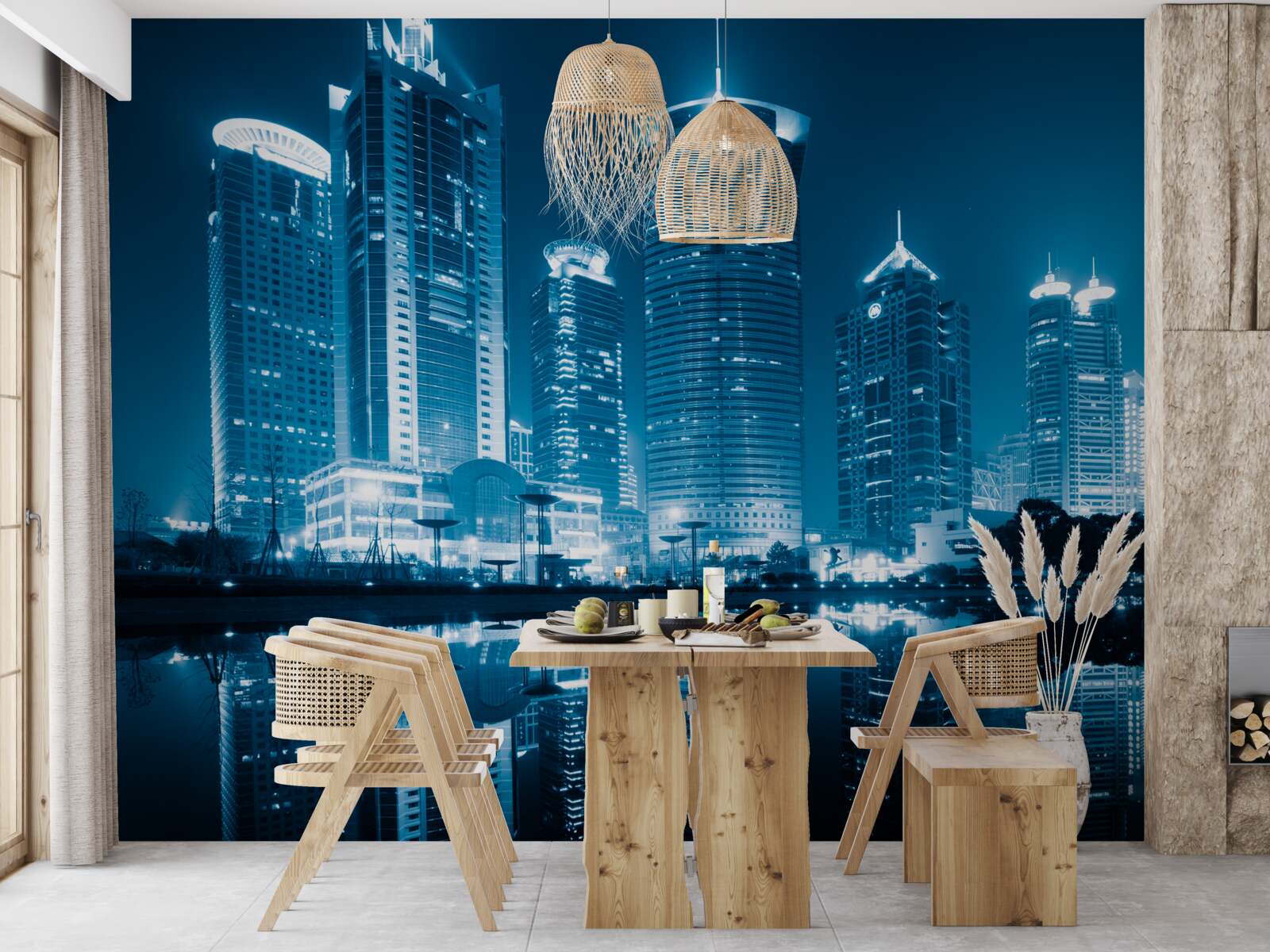 Fototapet strada shanghai noaptea