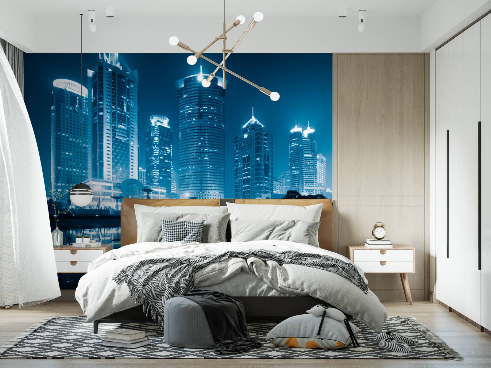 Fototapet strada shanghai noaptea