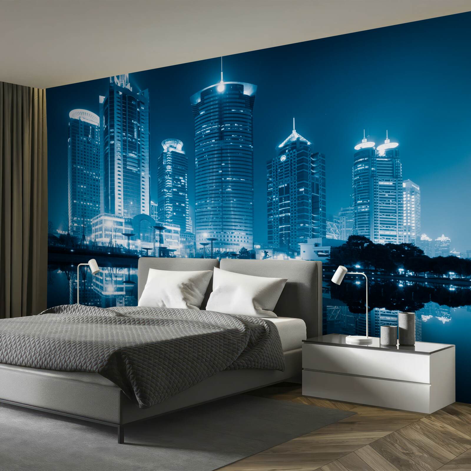 Fototapet strada shanghai noaptea