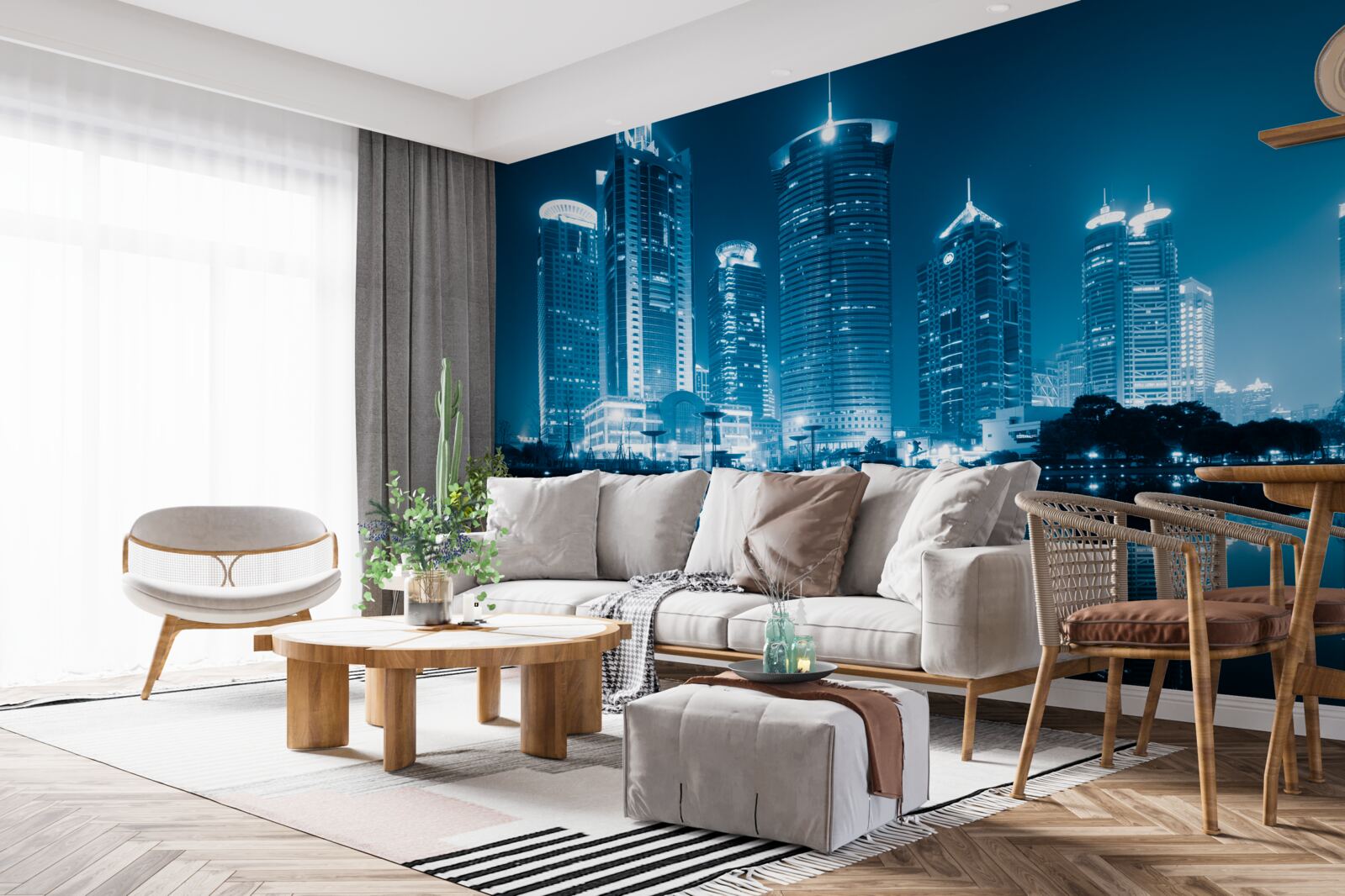 Fototapet strada shanghai noaptea