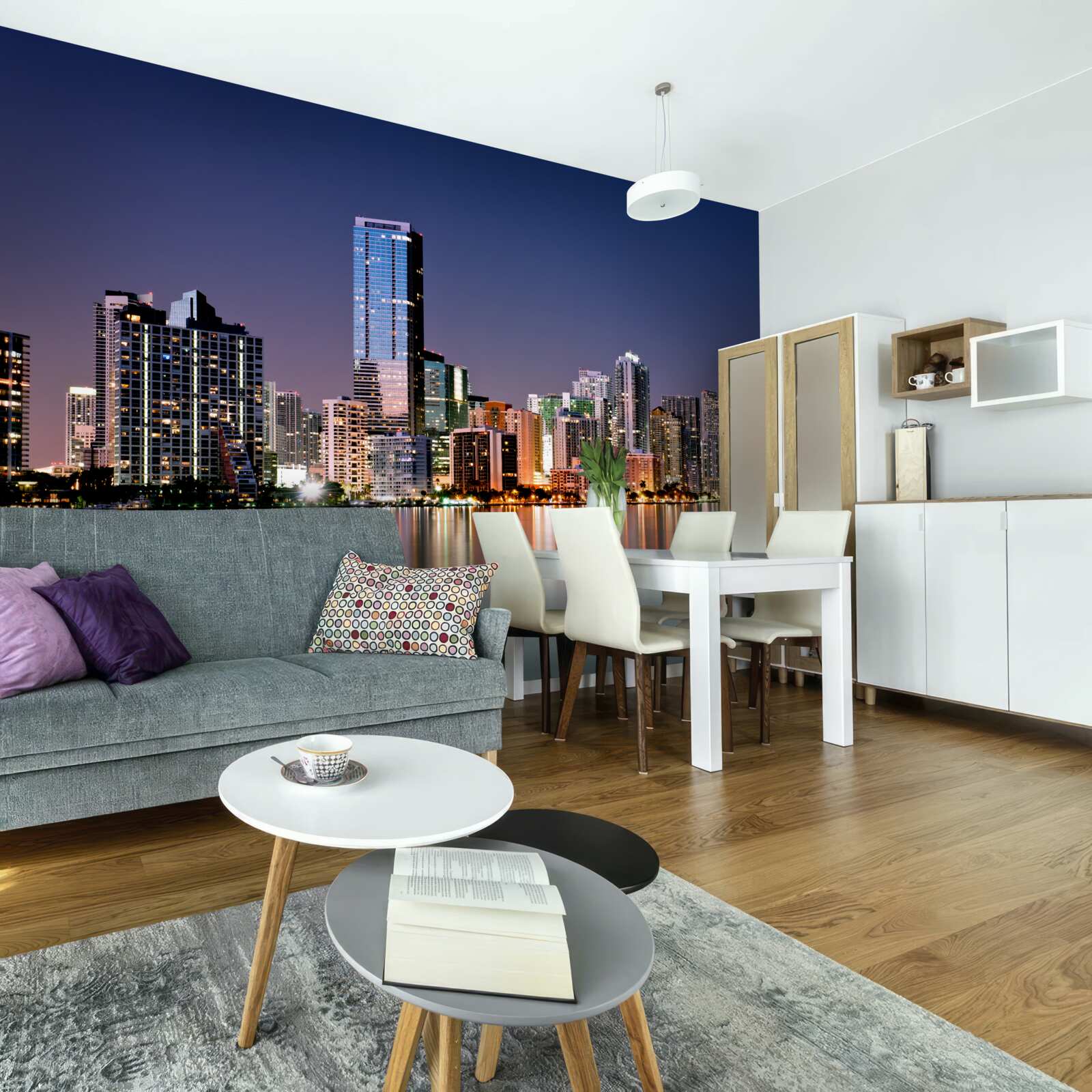 Fototapet gigant urban cu iluminat nocturn