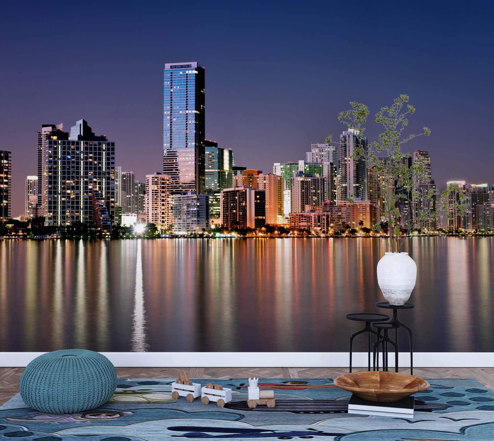 Fototapet gigant urban cu iluminat nocturn