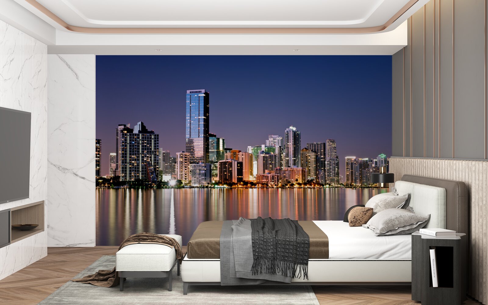 Fototapet gigant urban cu iluminat nocturn