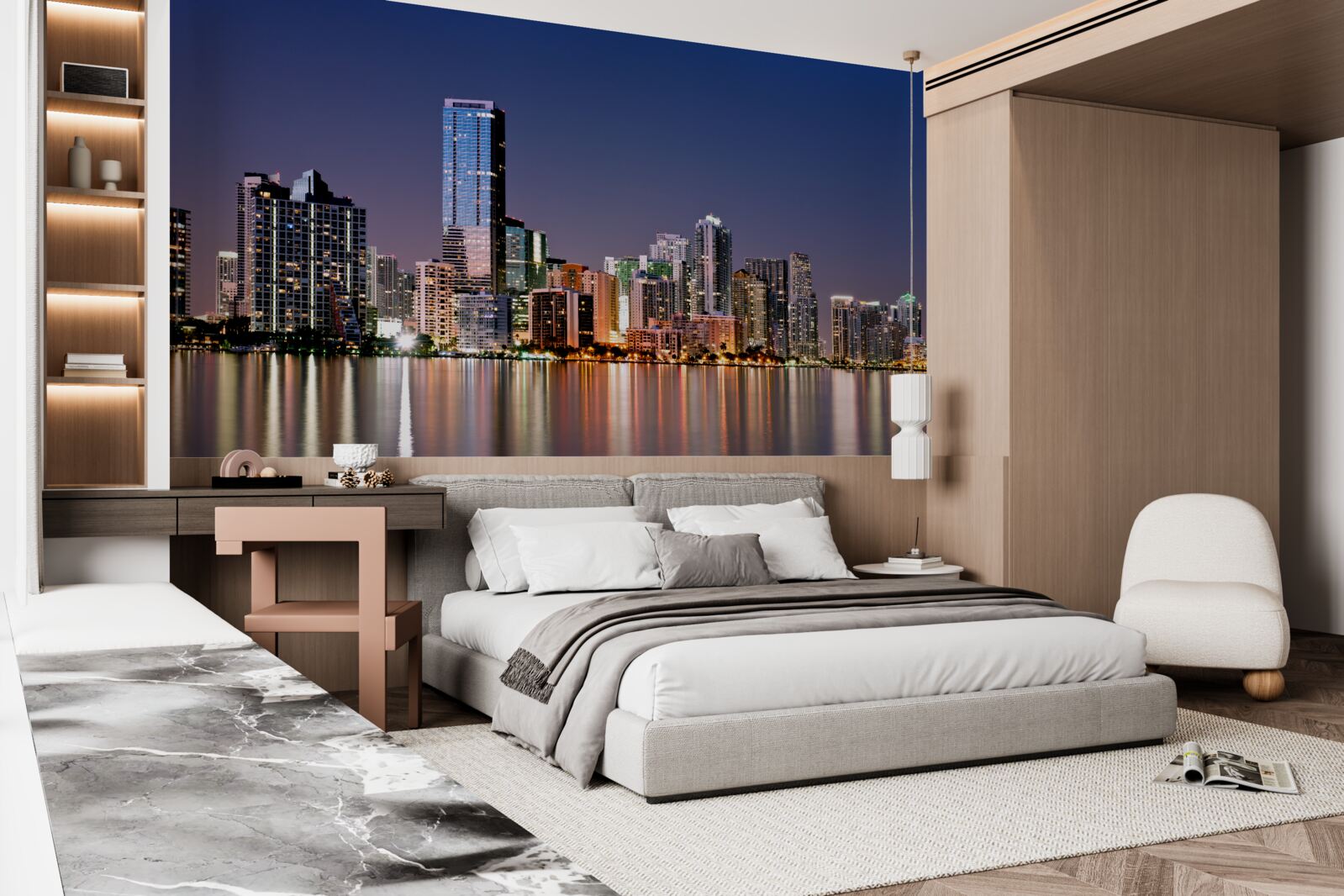 Fototapet gigant urban cu iluminat nocturn