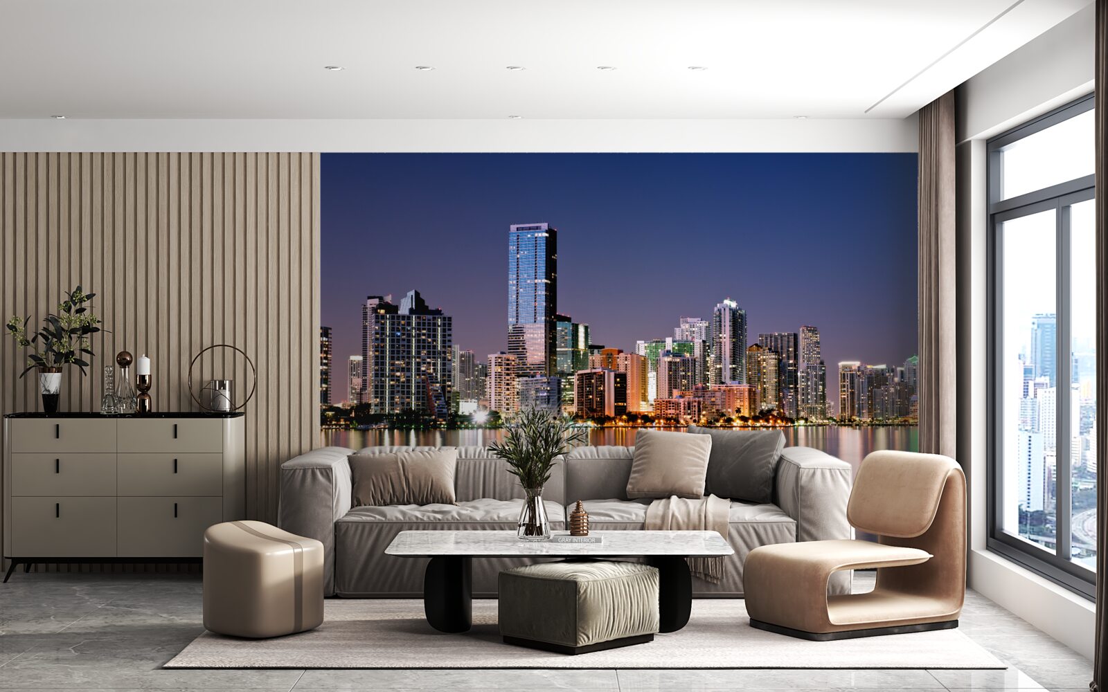 Fototapet gigant urban cu iluminat nocturn