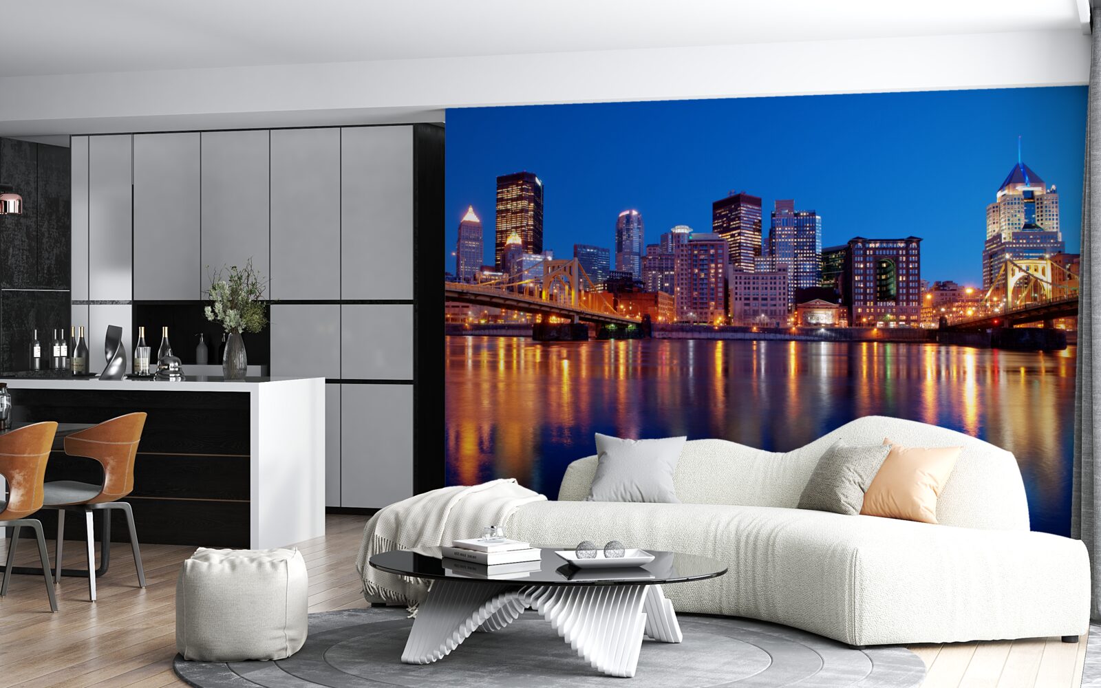 Fototapet linia de orizont a New York-ului noaptea