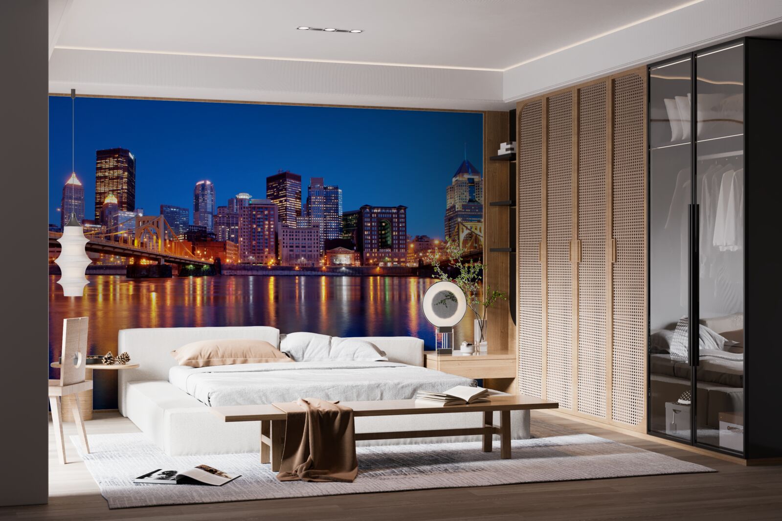 Fototapet linia de orizont a New York-ului noaptea