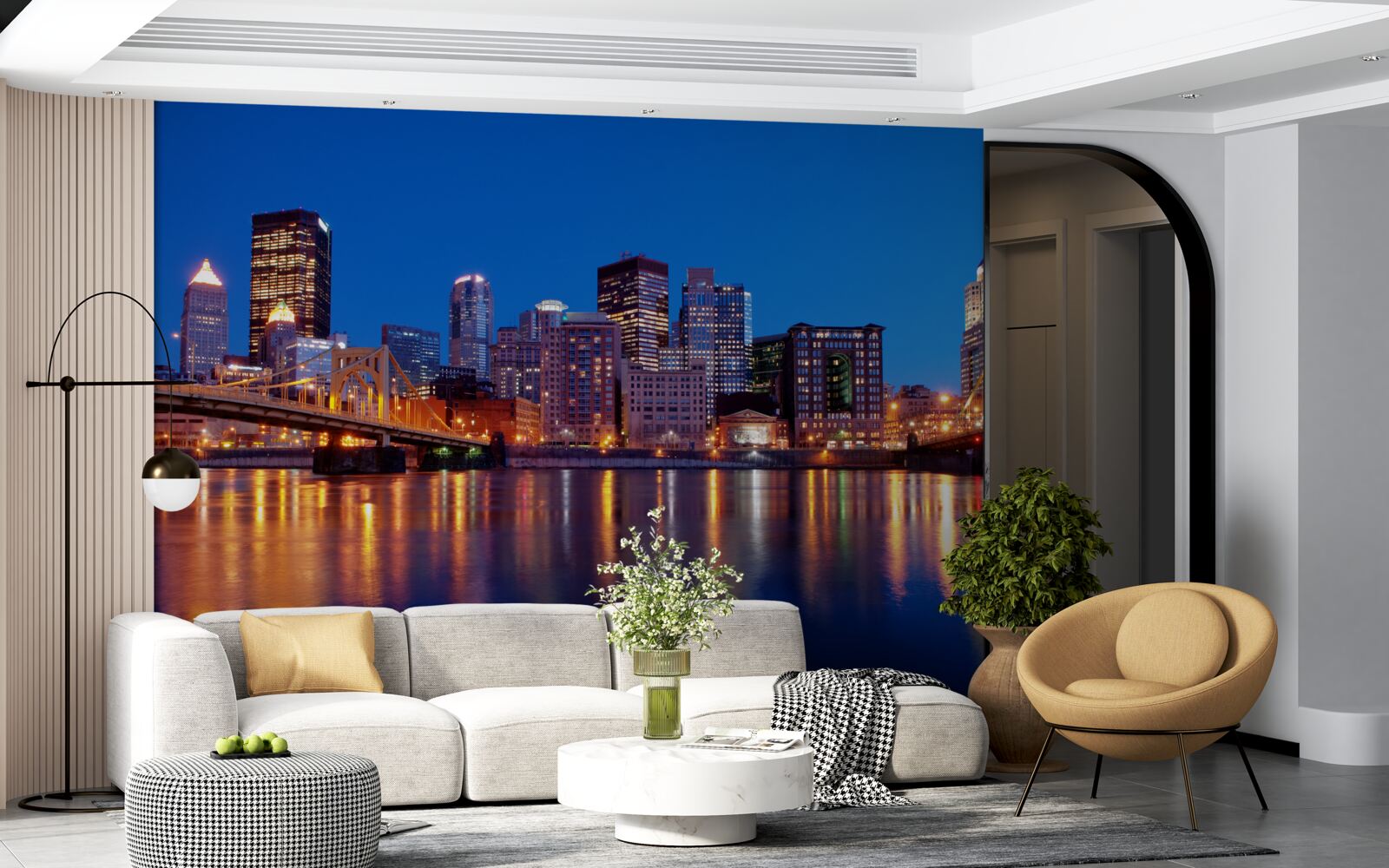 Fototapet linia de orizont a New York-ului noaptea