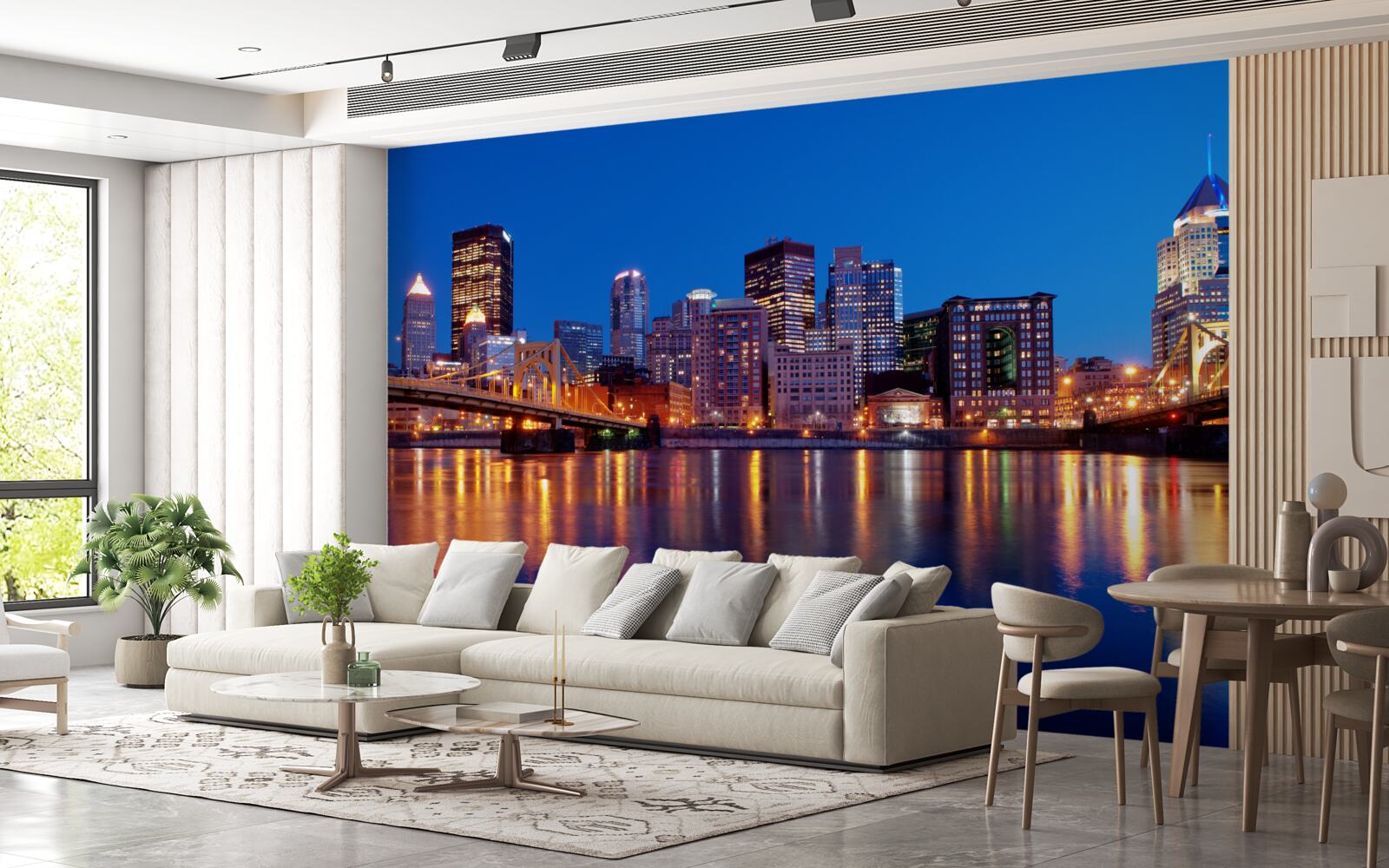 Fototapet linia de orizont a New York-ului noaptea