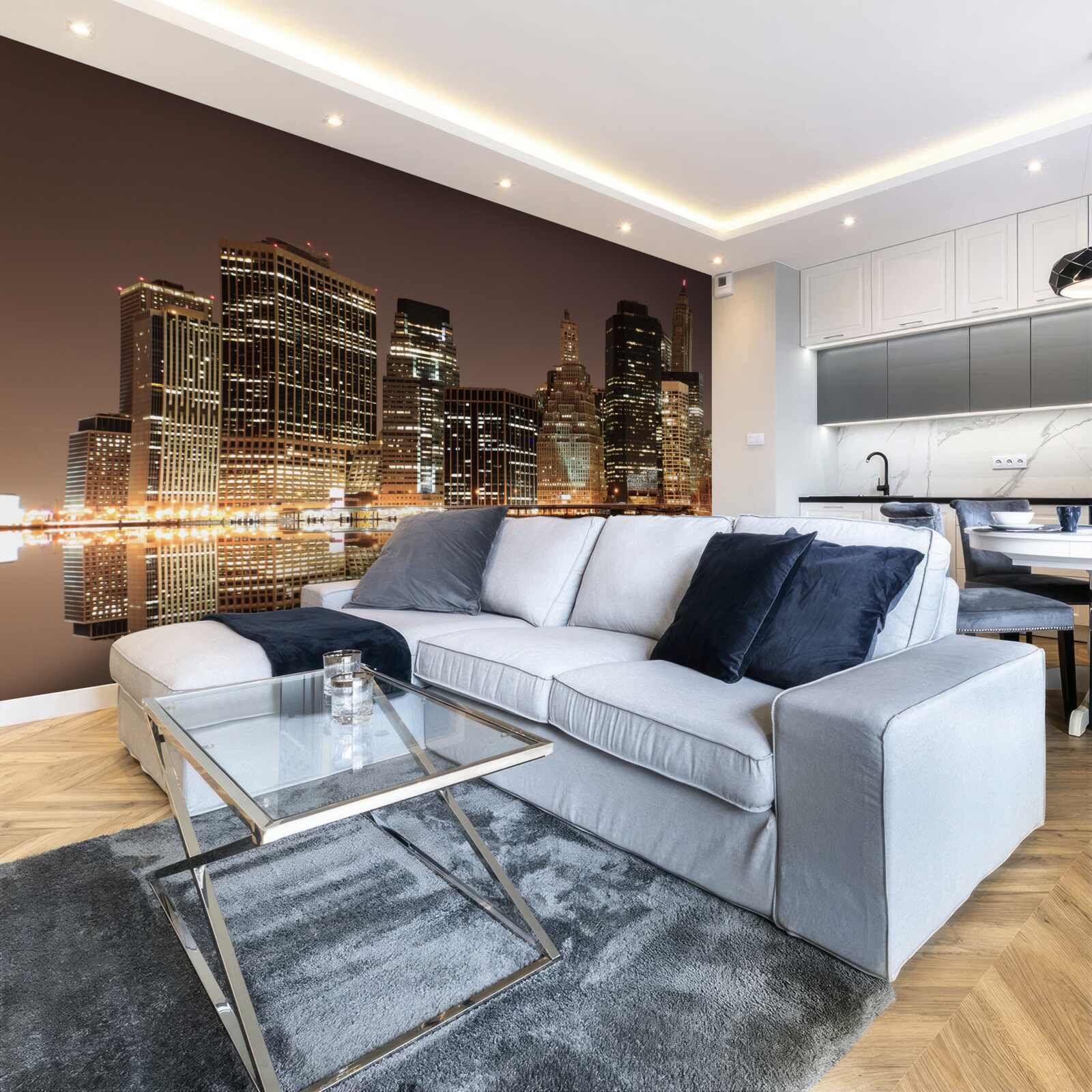 Fototapet luminile din new york noaptea pe străzi