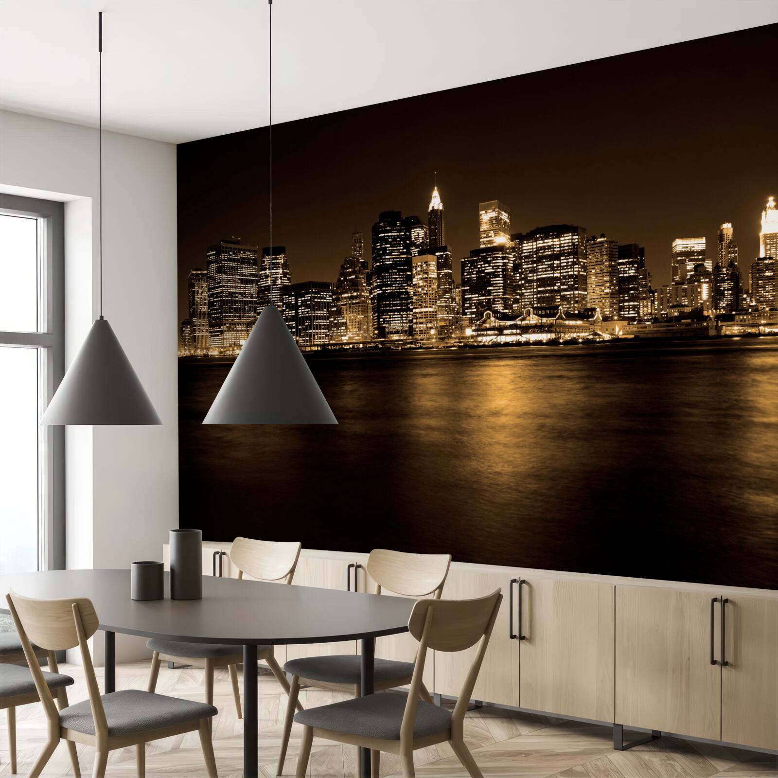 Fototapet un oraș modernizat sub un cer înstelat