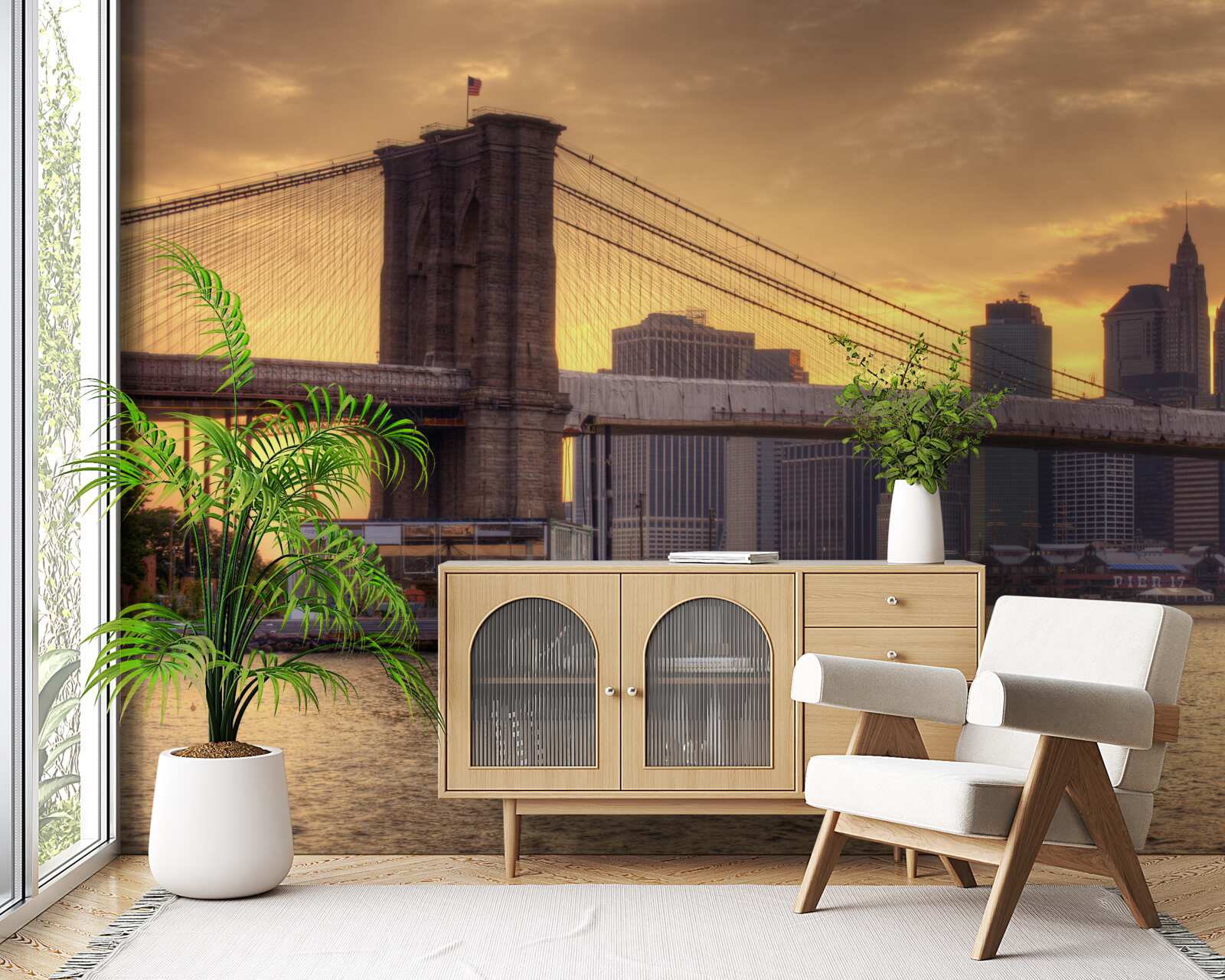 Fototapet gigant urban la apus de soare