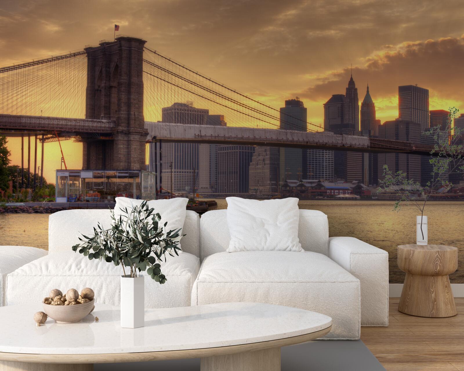 Fototapet gigant urban la apus de soare