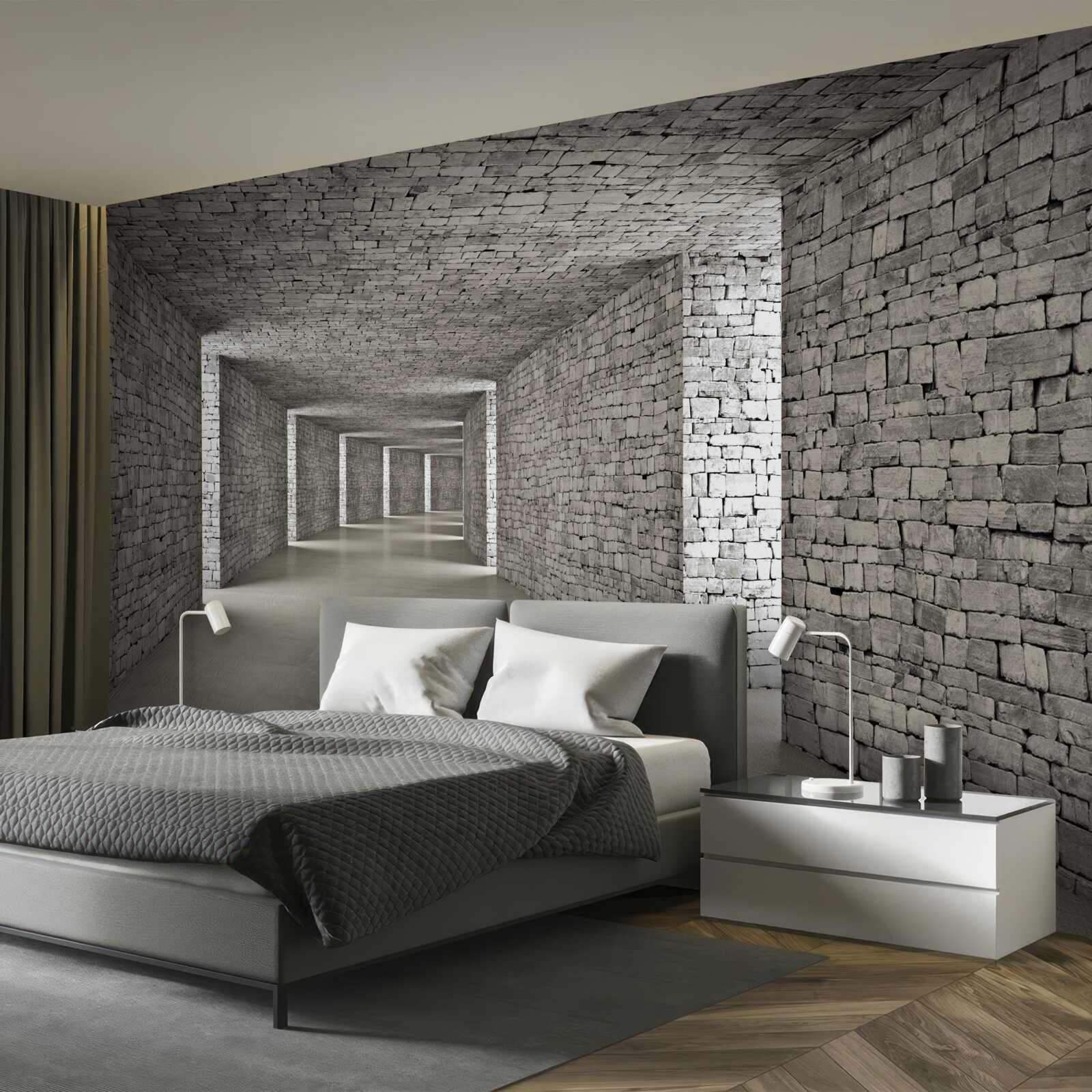 Fototapet vedere în perspectivă a unui coridor din cărămidă