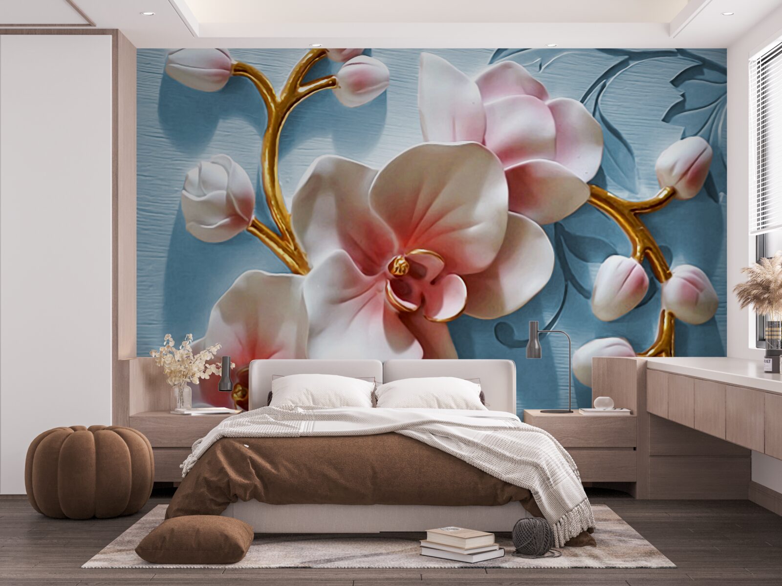 Fototapet orhidee albă pe un cer albastru