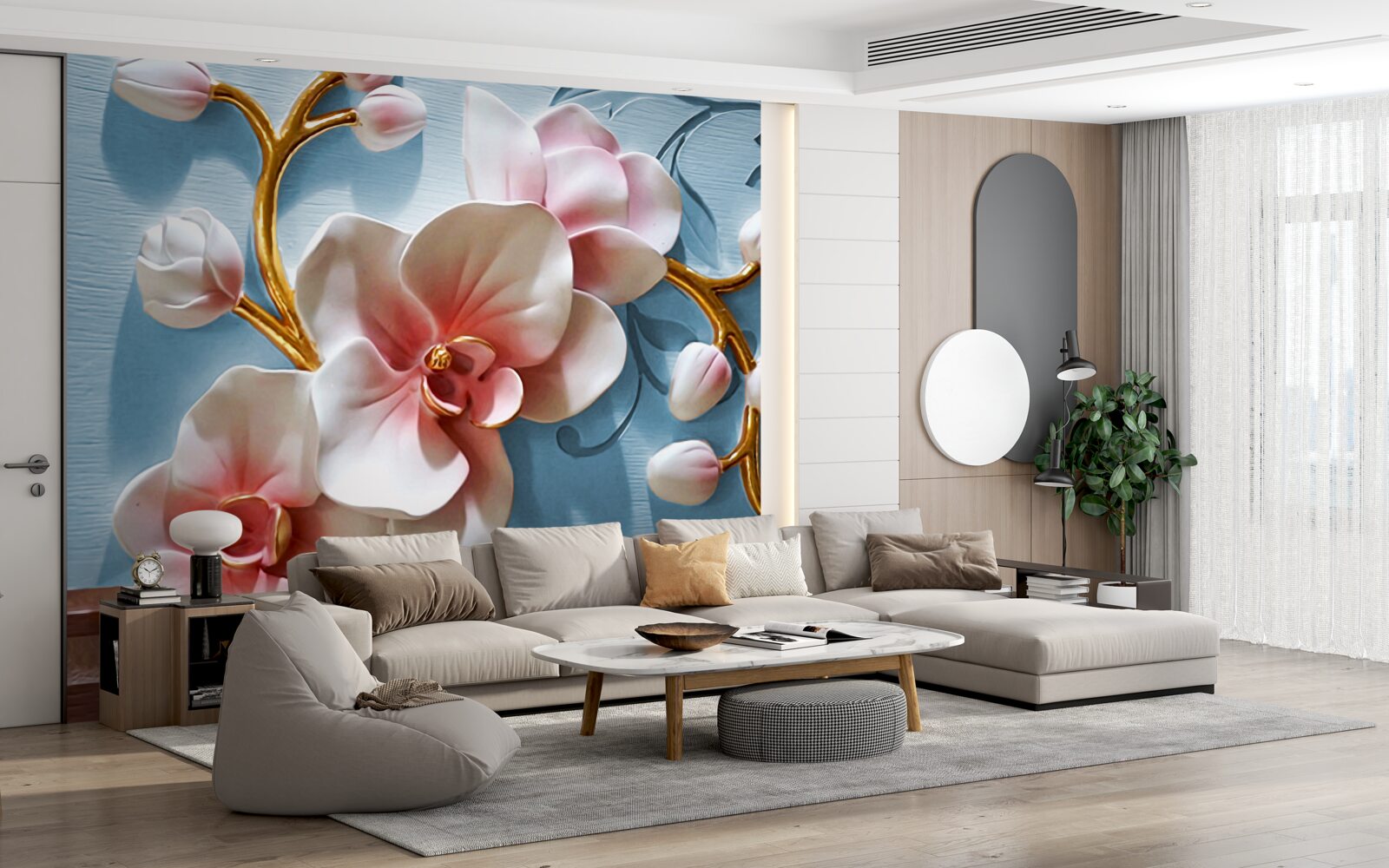 Fototapet orhidee albă pe un cer albastru