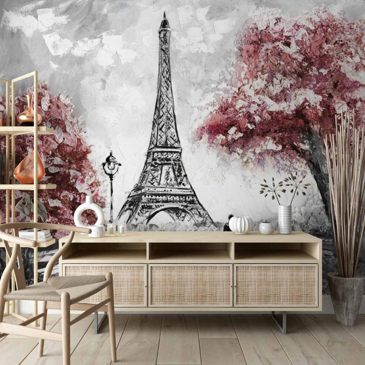 Fototapet două persoane se bucură de priveliștea turnului eiffel