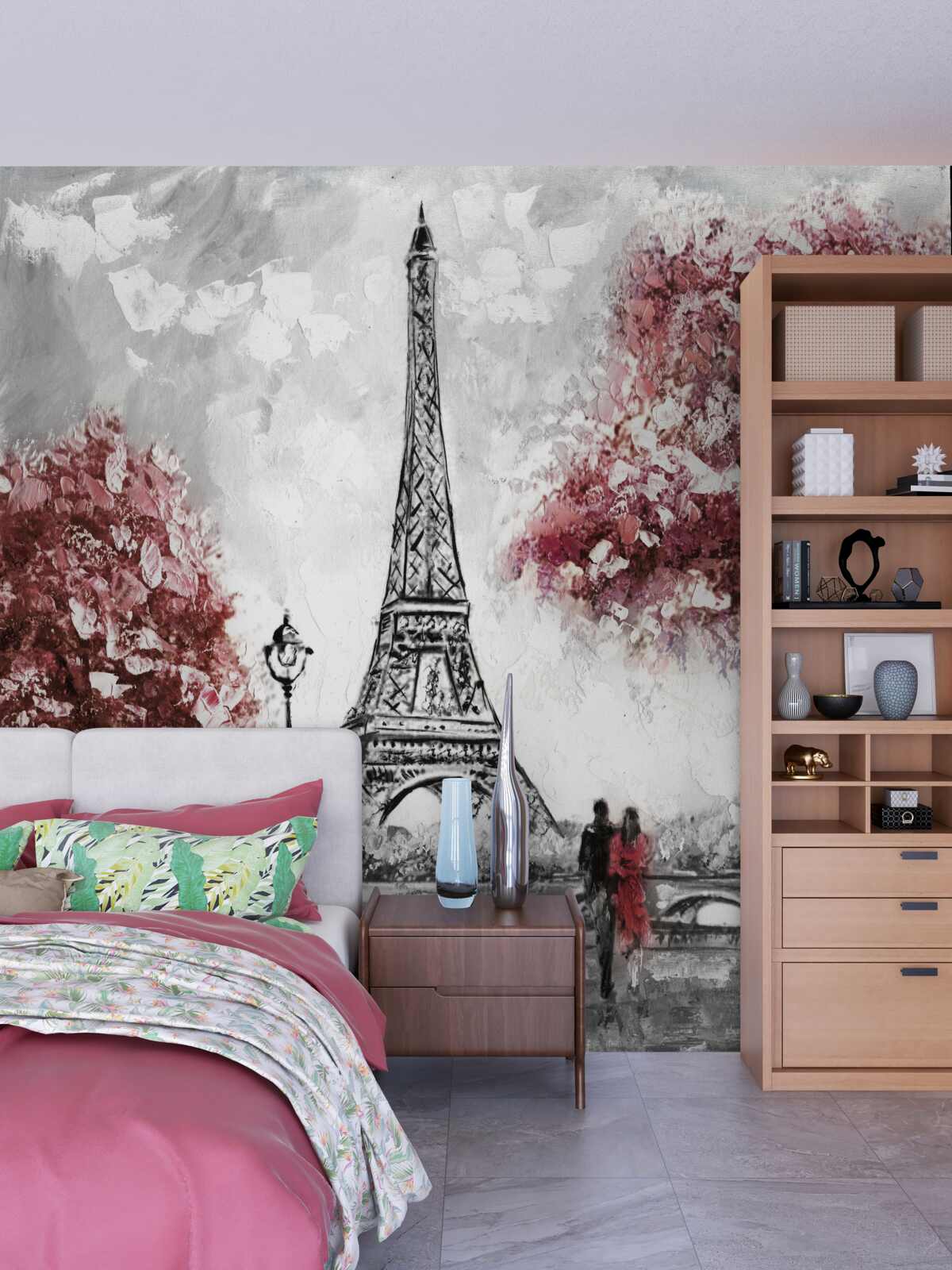 Fototapet două persoane se bucură de priveliștea turnului eiffel