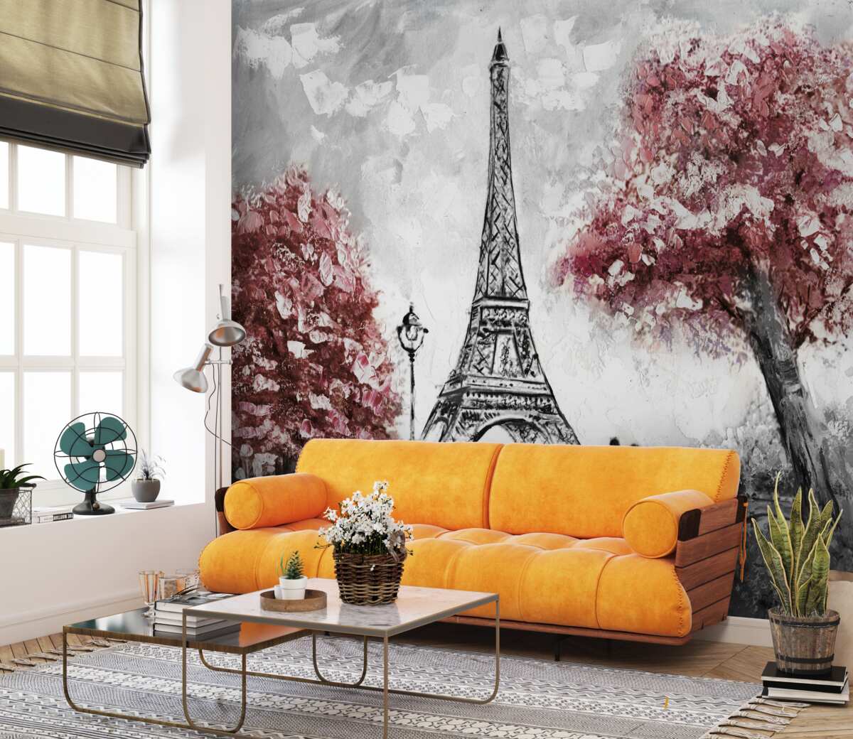 Fototapet două persoane se bucură de priveliștea turnului eiffel