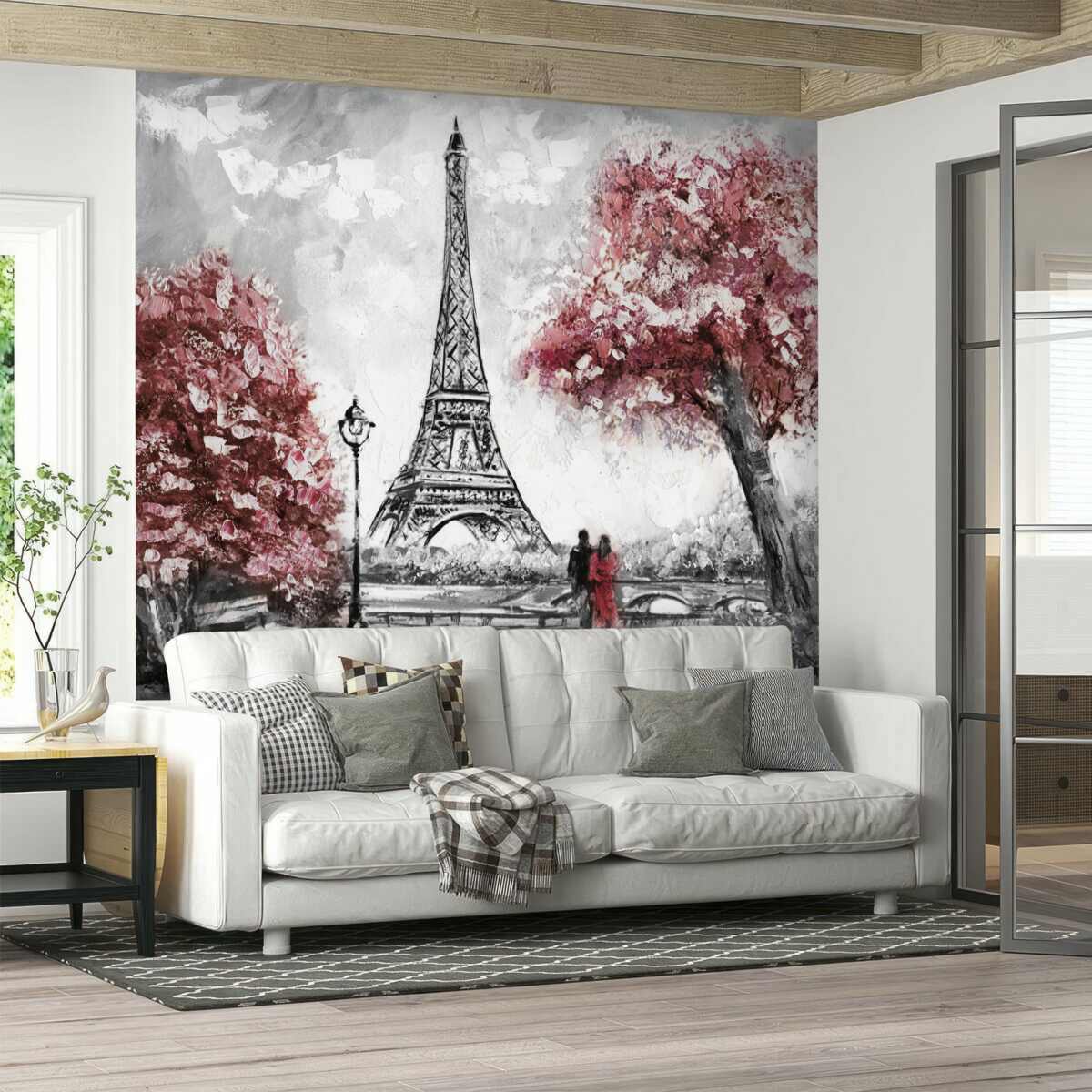 Fototapet două persoane se bucură de priveliștea turnului eiffel