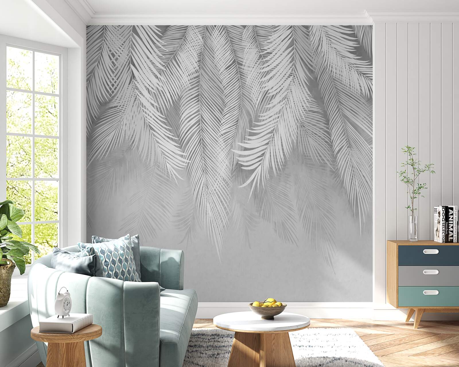 Fototapet frunze albe de palmier atârnă