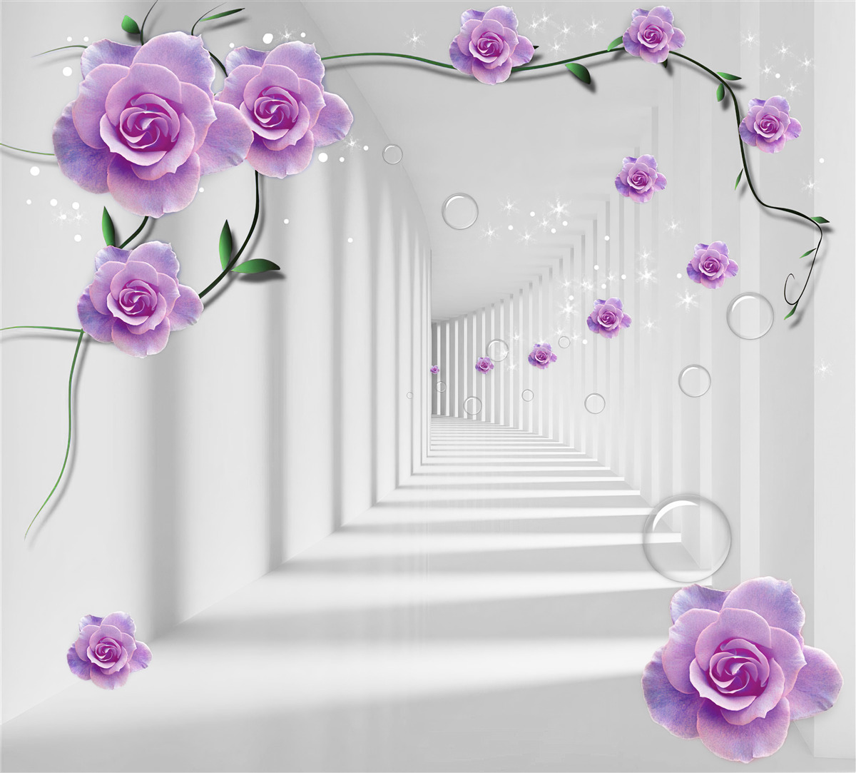 Fototapet florile care au înflorit în fundalul tunelului