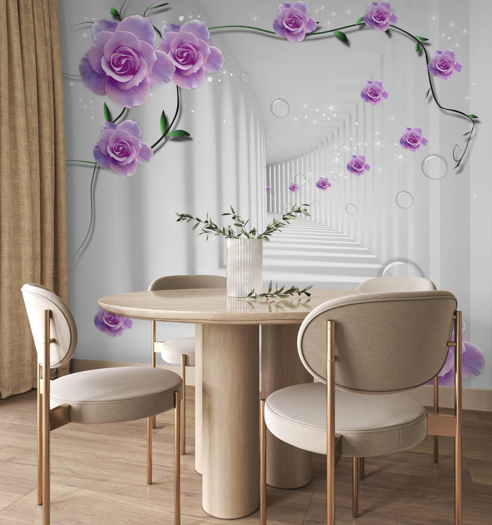 Fototapet florile care au înflorit în fundalul tunelului