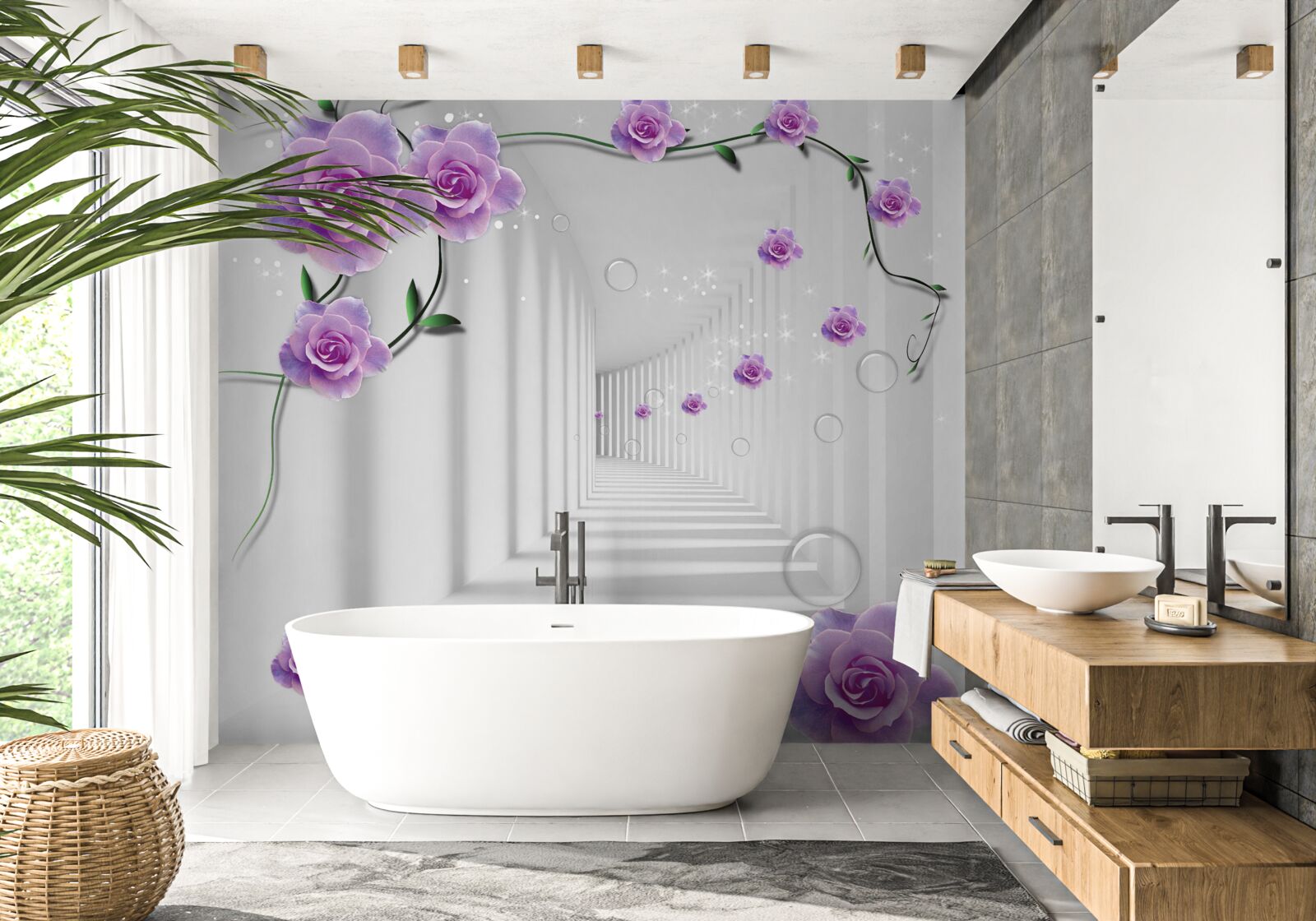 Fototapet florile care au înflorit în fundalul tunelului