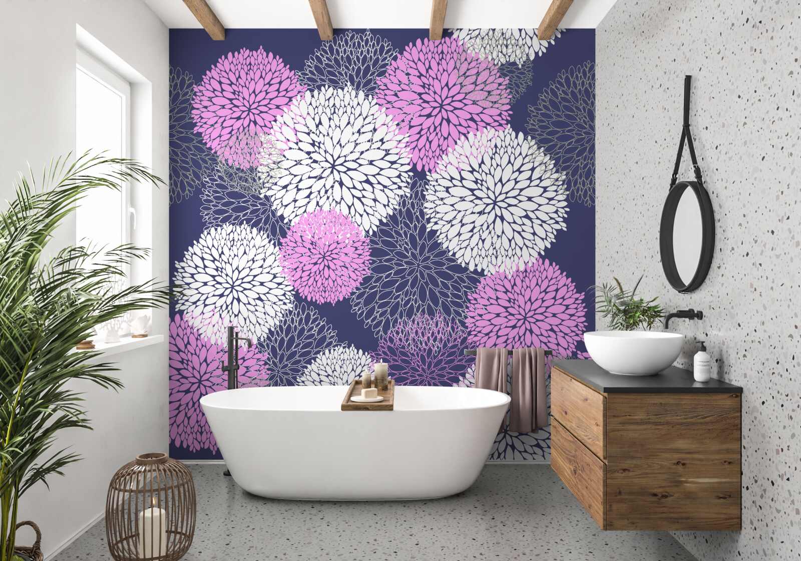 Fototapet anemone roz și albe