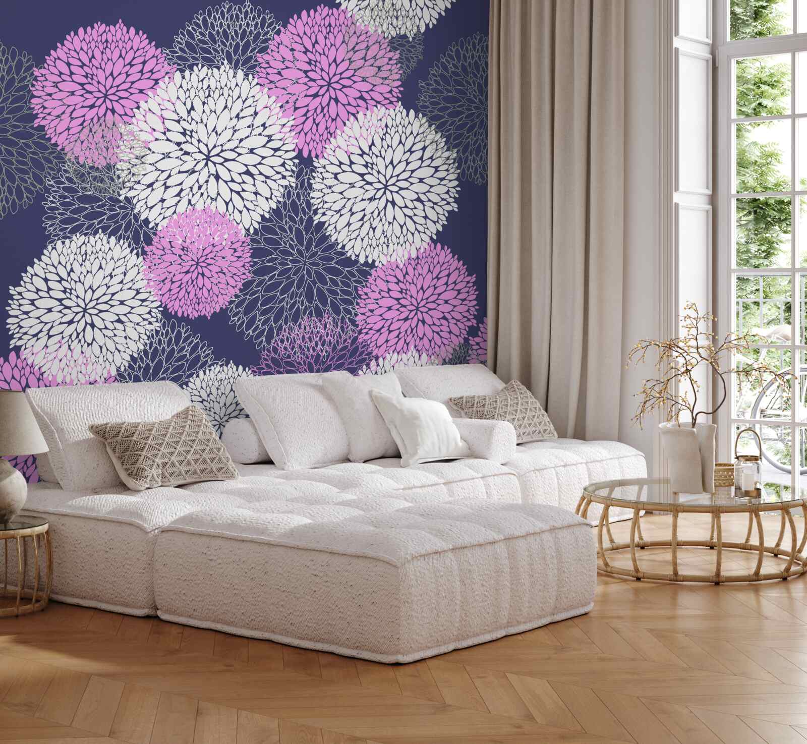 Fototapet anemone roz și albe