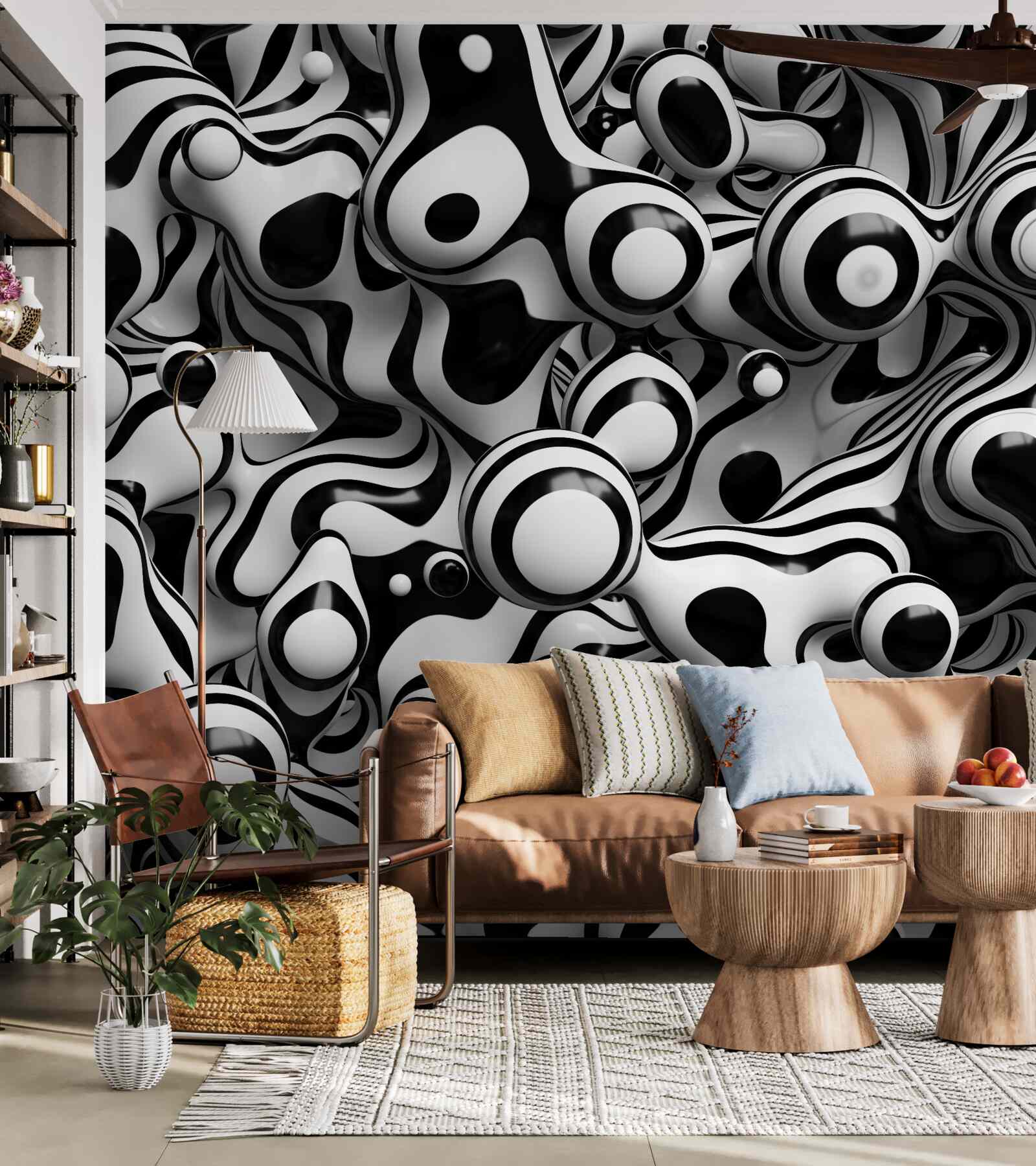 Fototapet abstracție într-o paletă alb-negru