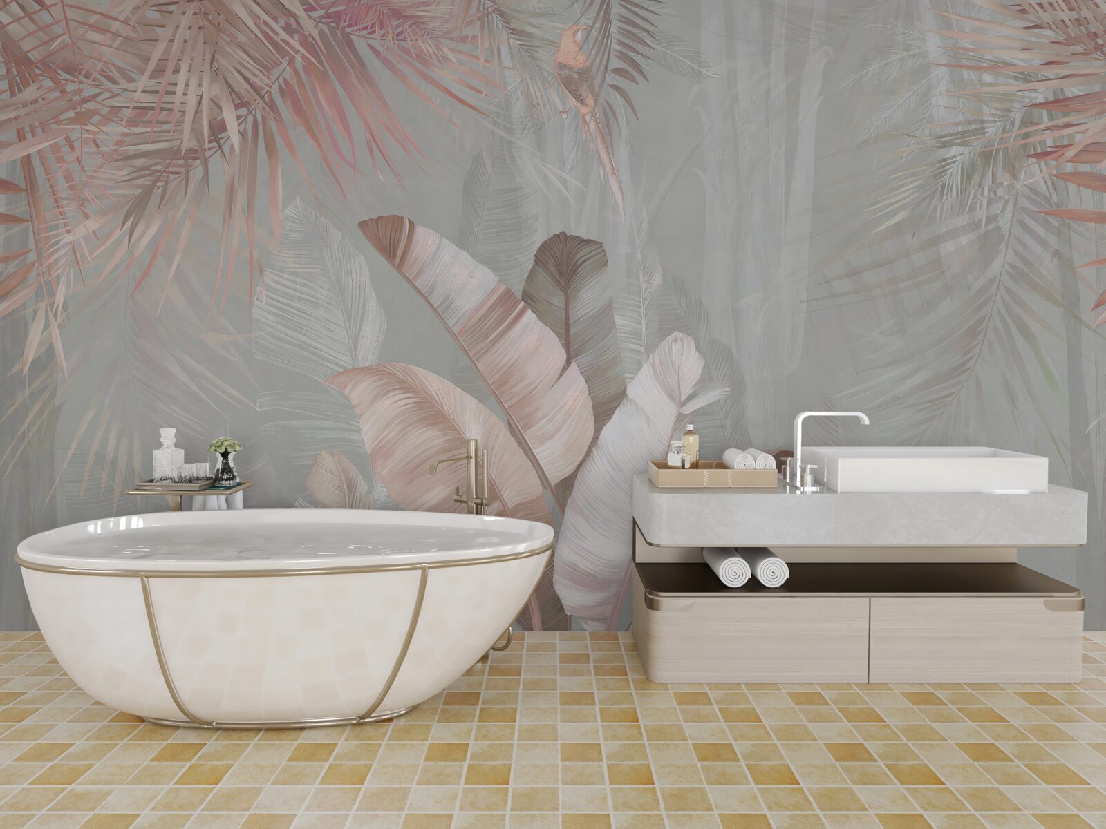 Fototapet buchet moale de frunze tropicale