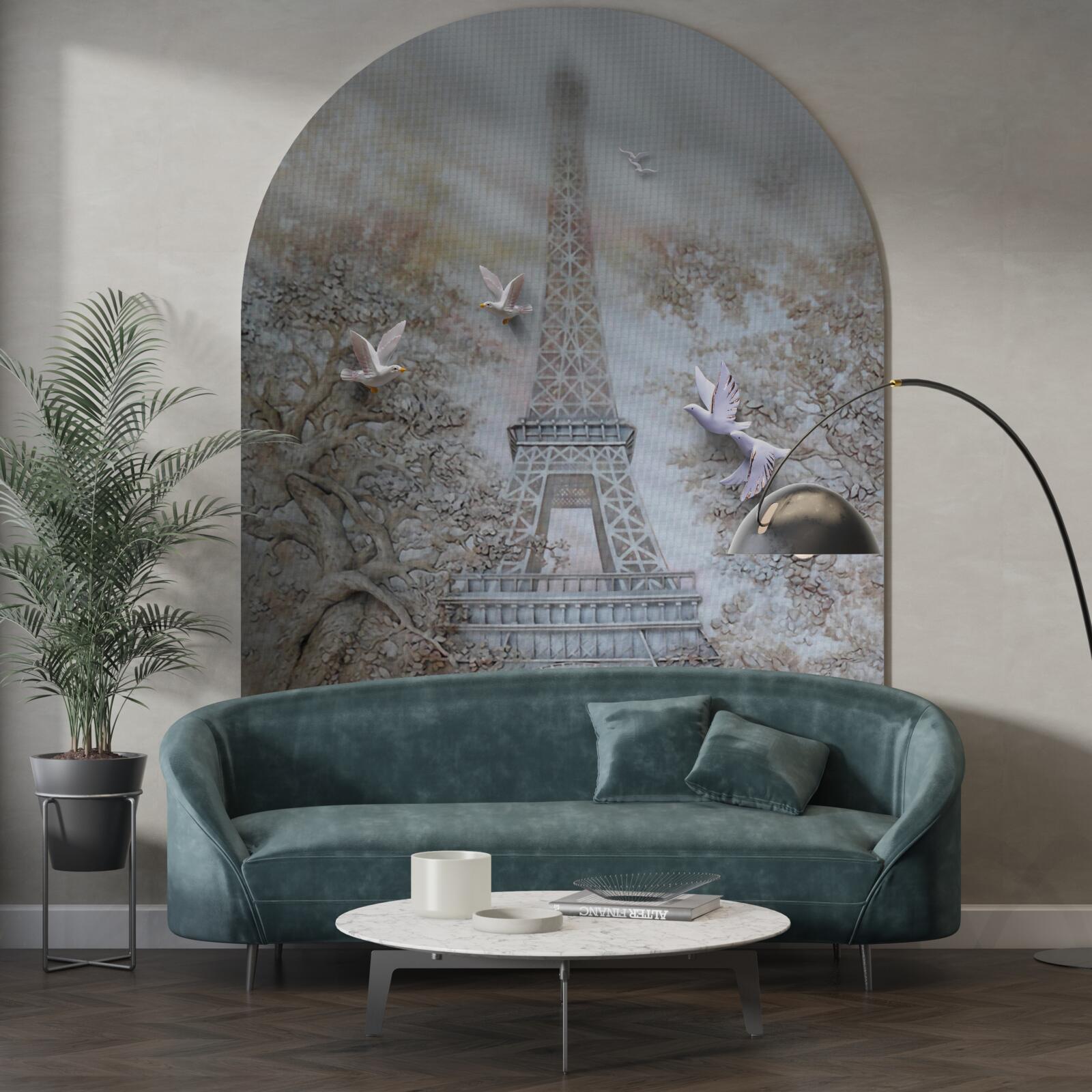 Fototapet ceața dimineții înconjoară turnul eiffel