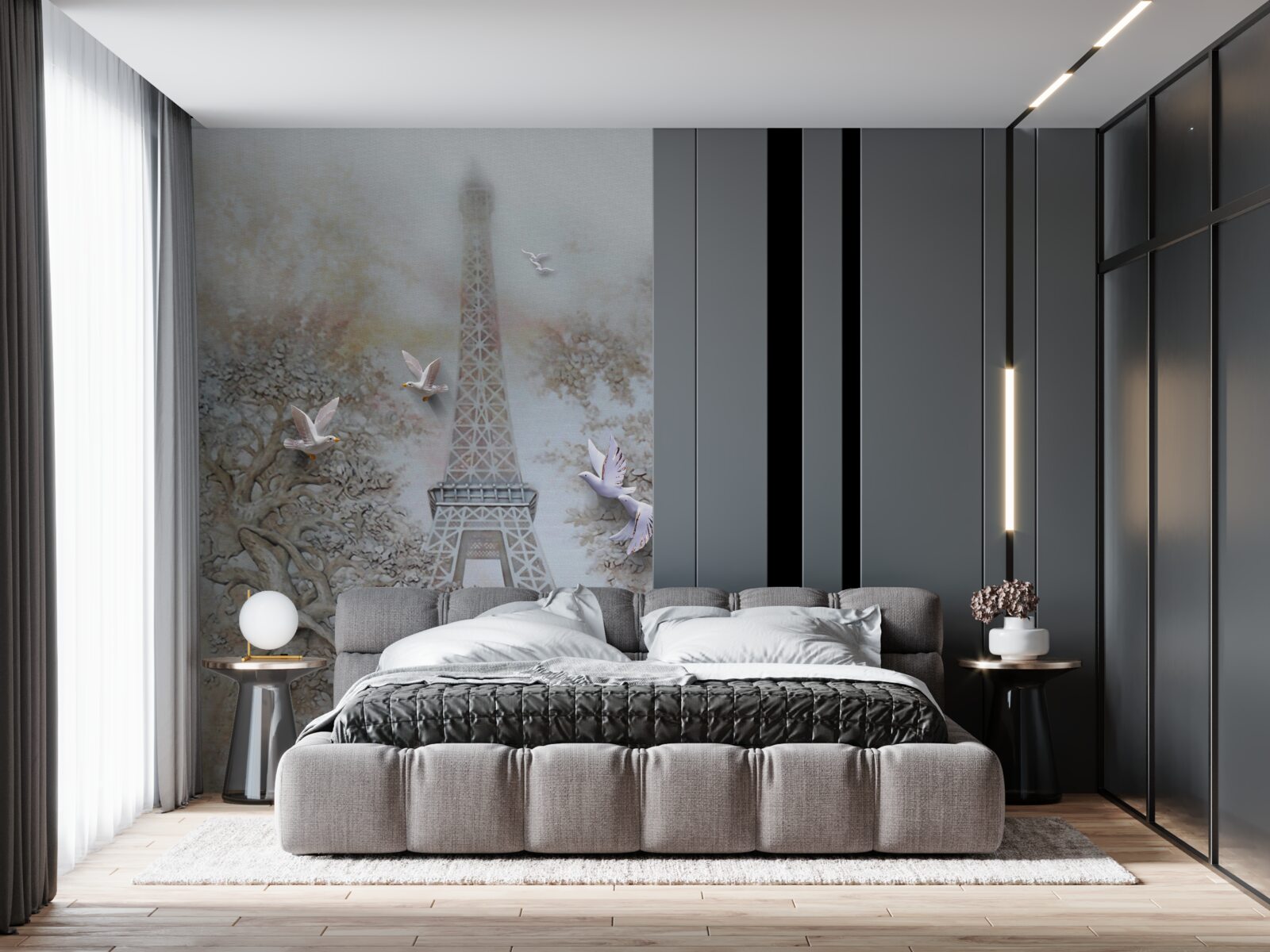 Fototapet ceața dimineții înconjoară turnul eiffel