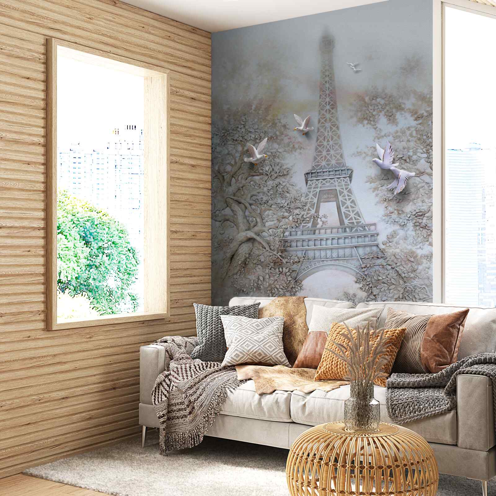 Fototapet ceața dimineții înconjoară turnul eiffel