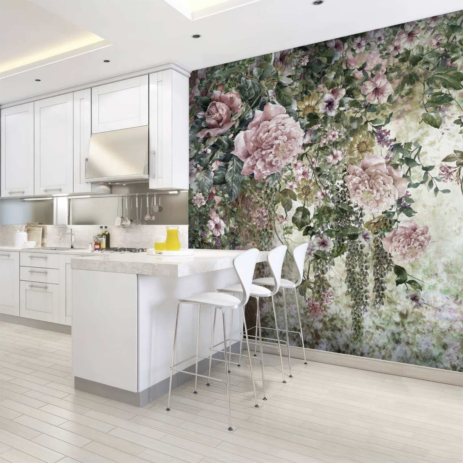 Fototapet verdeață înconjurată de o varietate de flori de primăvară