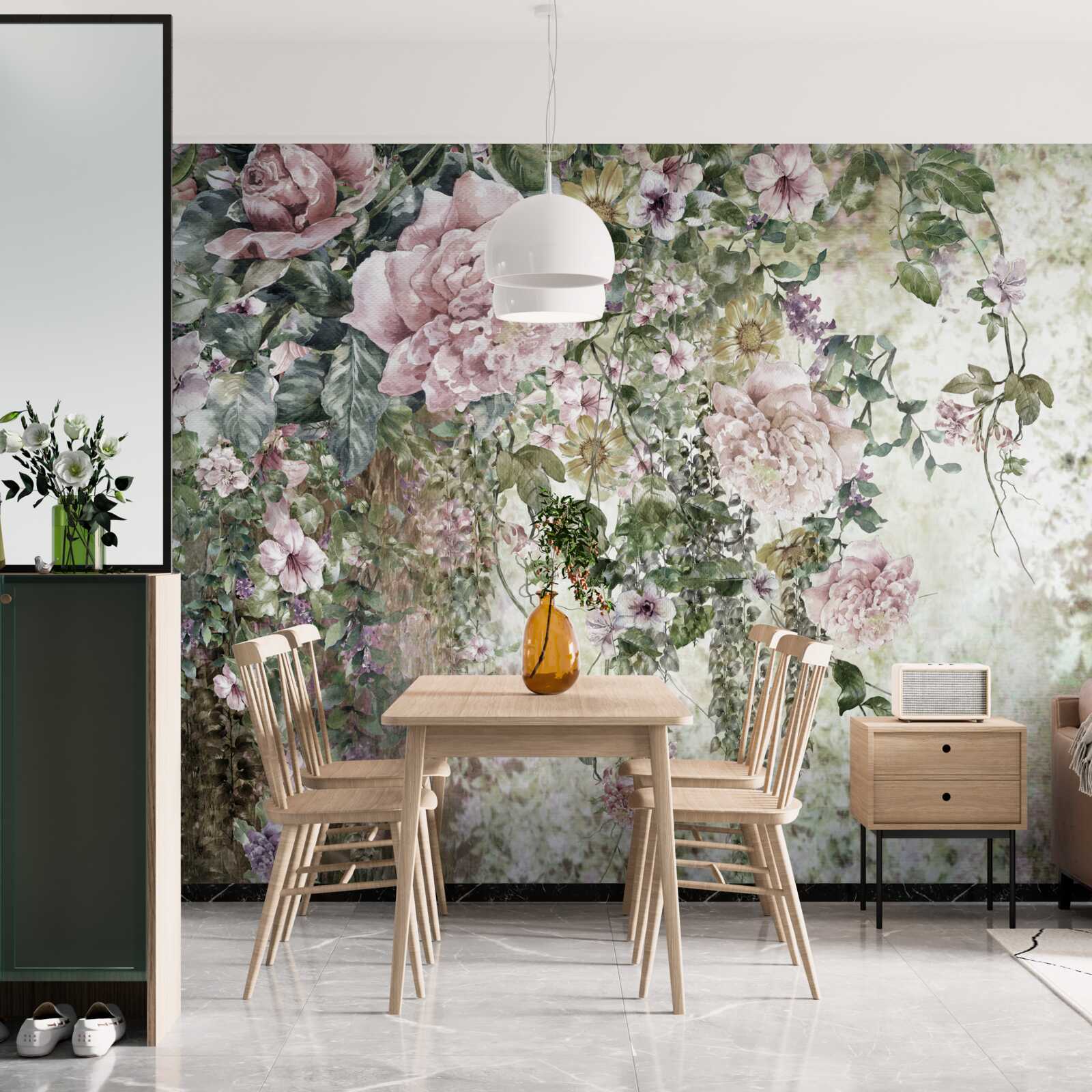 Fototapet ramuri de flori delicate care cad în jos