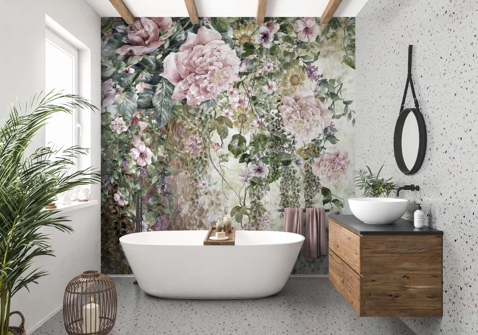 Fototapet ramuri de flori delicate care cad în jos